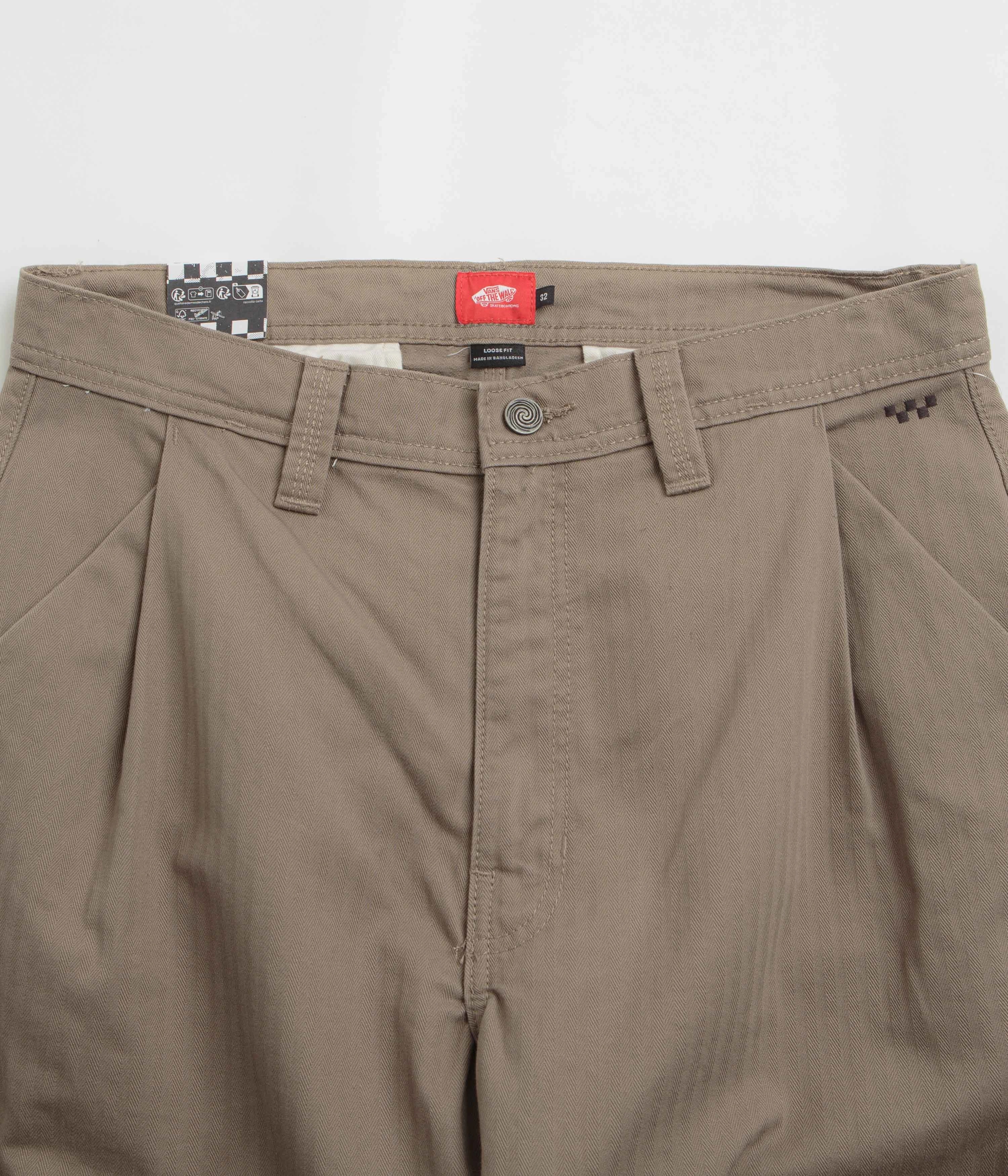 Easy Fit Chic Comfort Vans Skate Loose Pleated Pants - Walnut