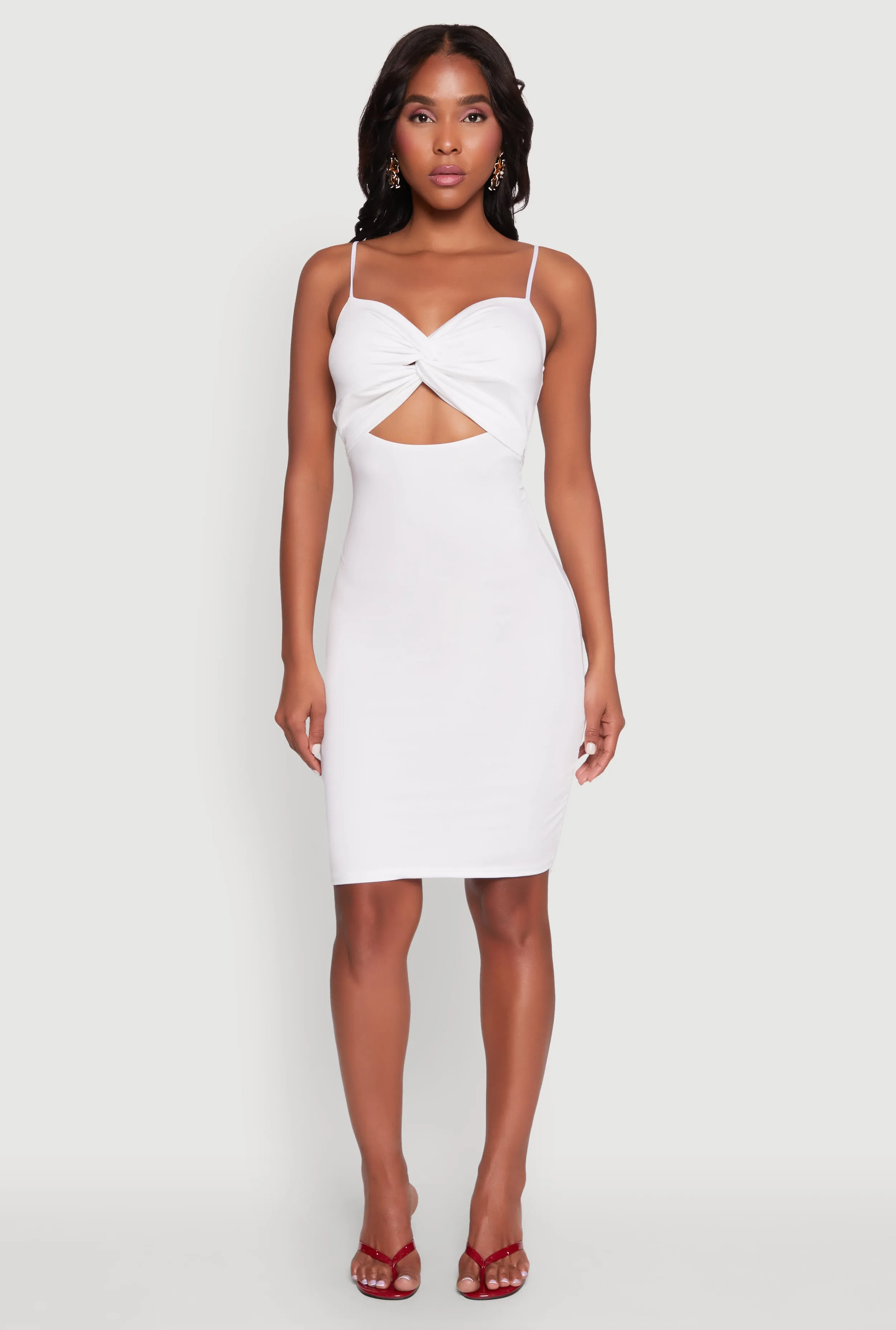 Twist Front Cut Out Dress Cozy Design Style Blend