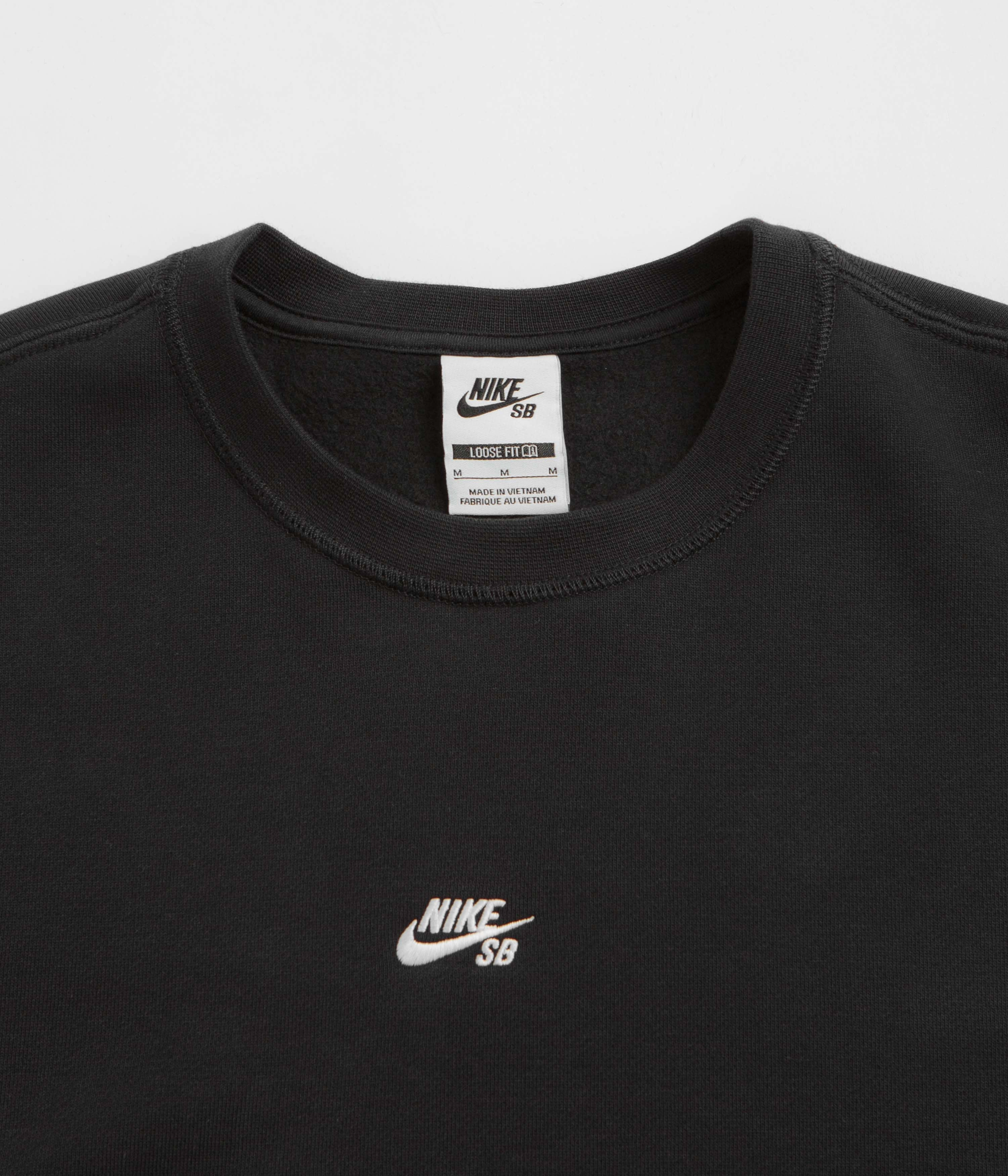 Sleek Wear Trendy Outfit Nike SB Essential Logo Crewneck Sweatshirt - Black / White