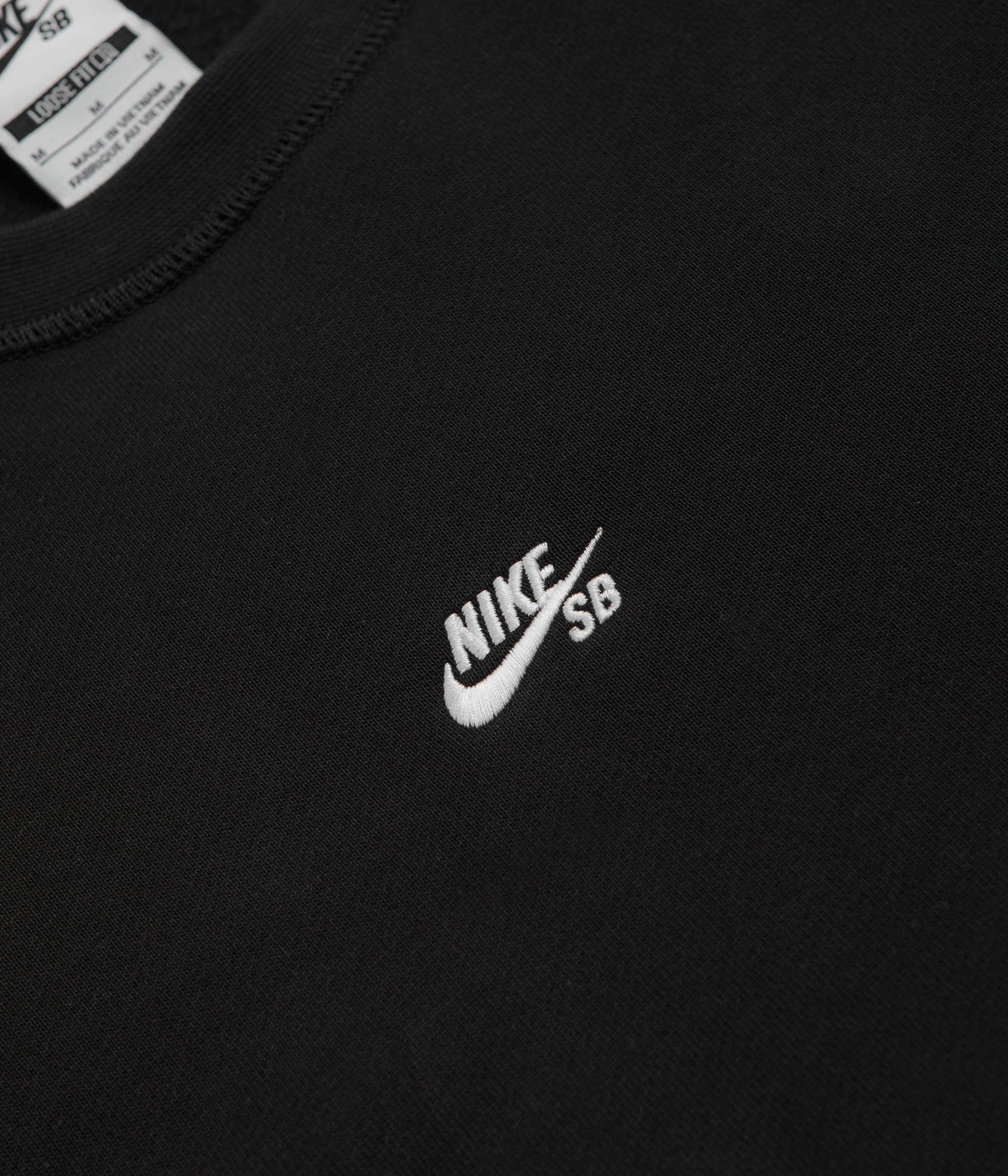 Nike SB Essential Logo Crewneck Sweatshirt - Black / White Soft Comfort Functional Fashion