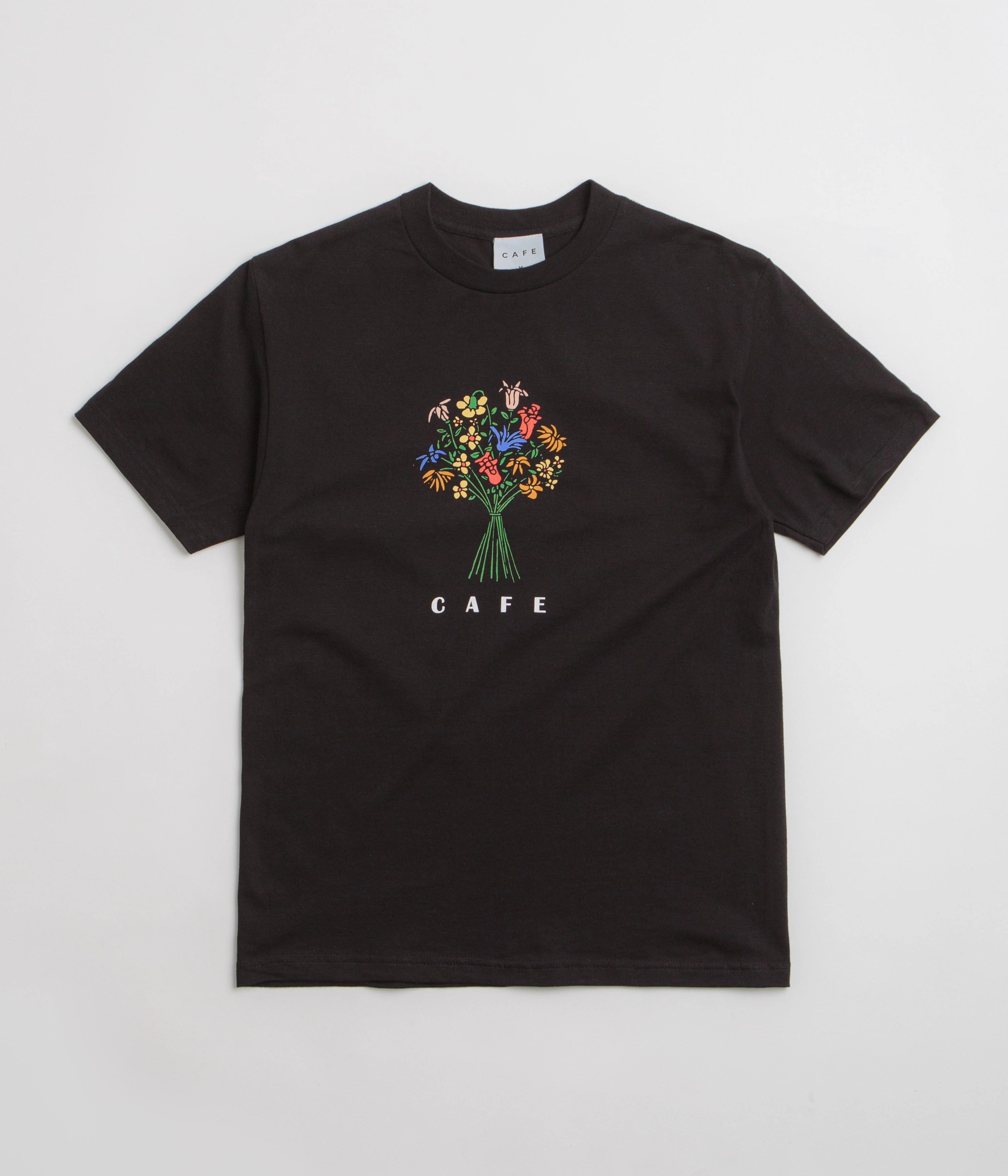 Skateboard Cafe Bouquet T-Shirt - Black Washable