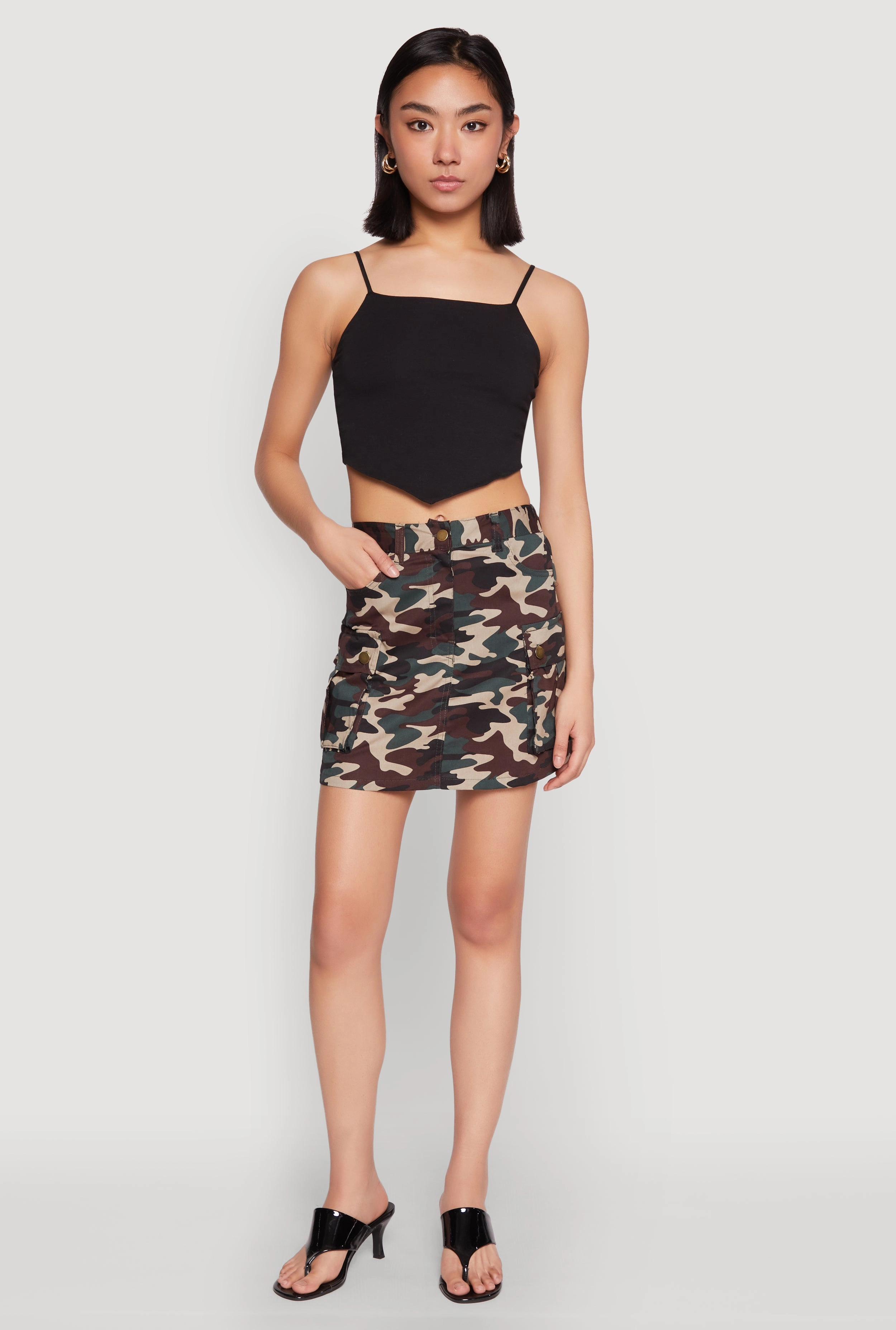 Smart Fit raw hem Camouflage Cargo Skirt