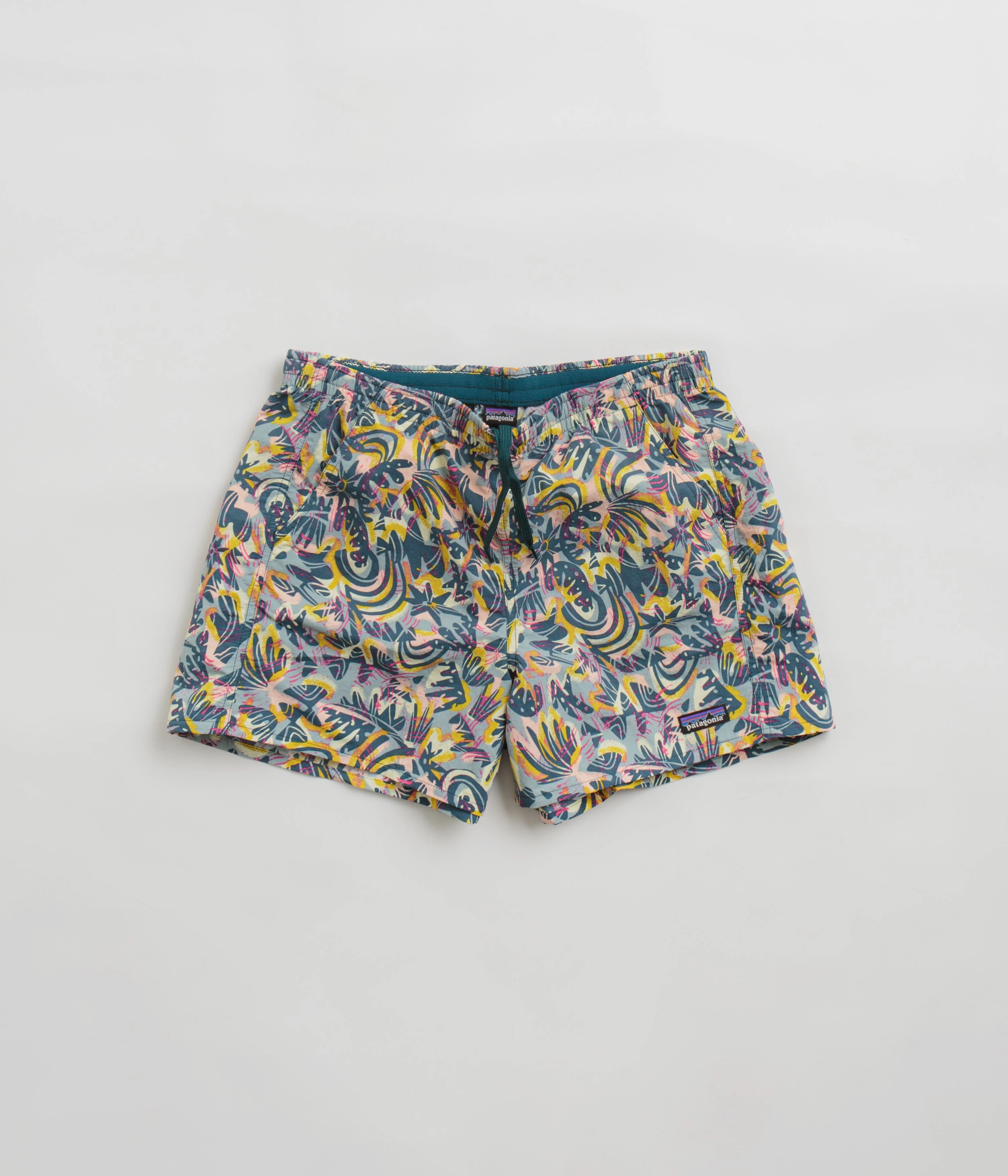Minimal Fit Patagonia Womens Baggies 5" Shorts - Wild Botanist: Tidal Teal