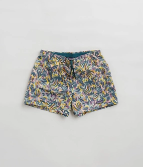Minimal Fit Patagonia Womens Baggies 5" Shorts - Wild Botanist: Tidal Teal