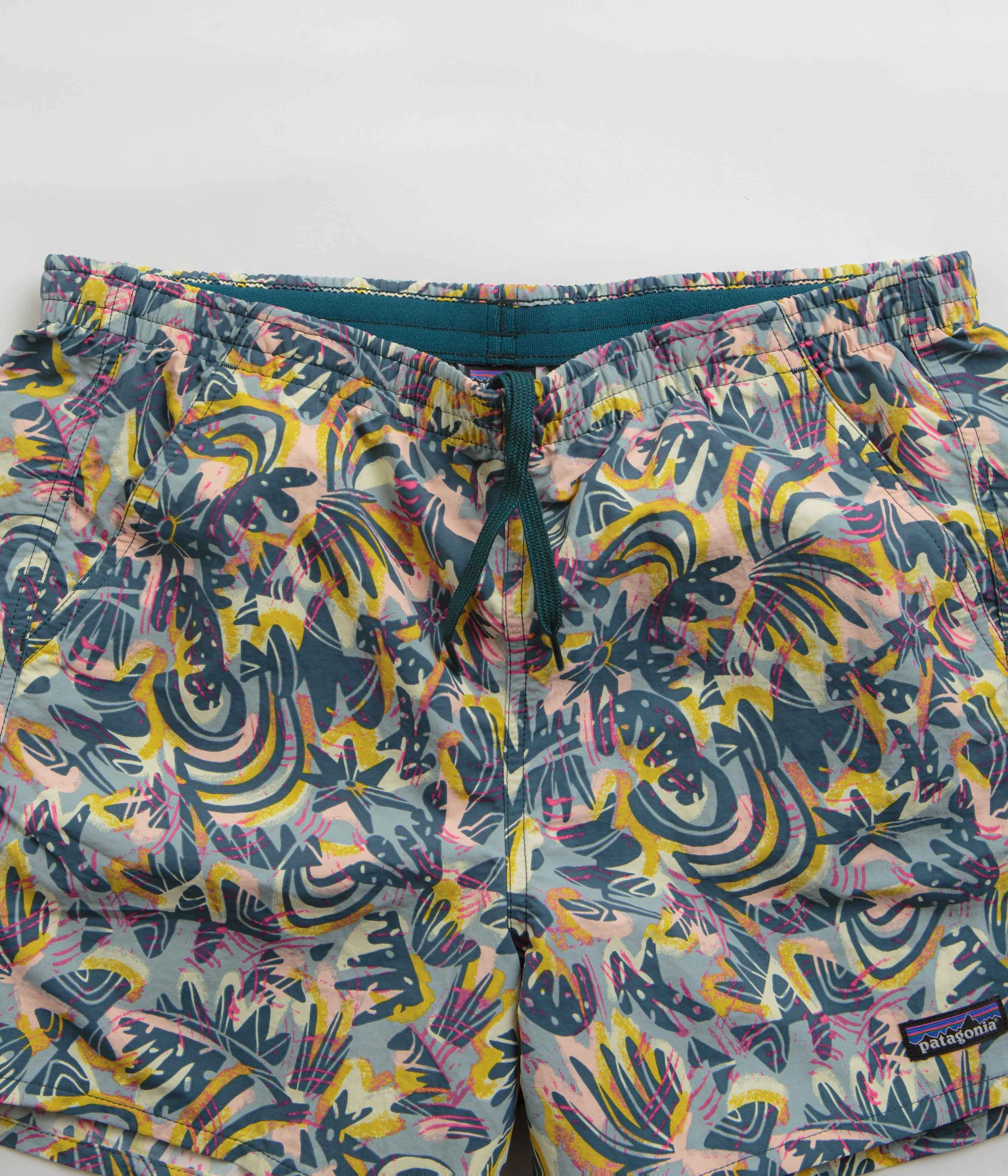 No Slip Grip wrinkle - resistant Patagonia Womens Baggies 5" Shorts - Wild Botanist: Tidal Teal