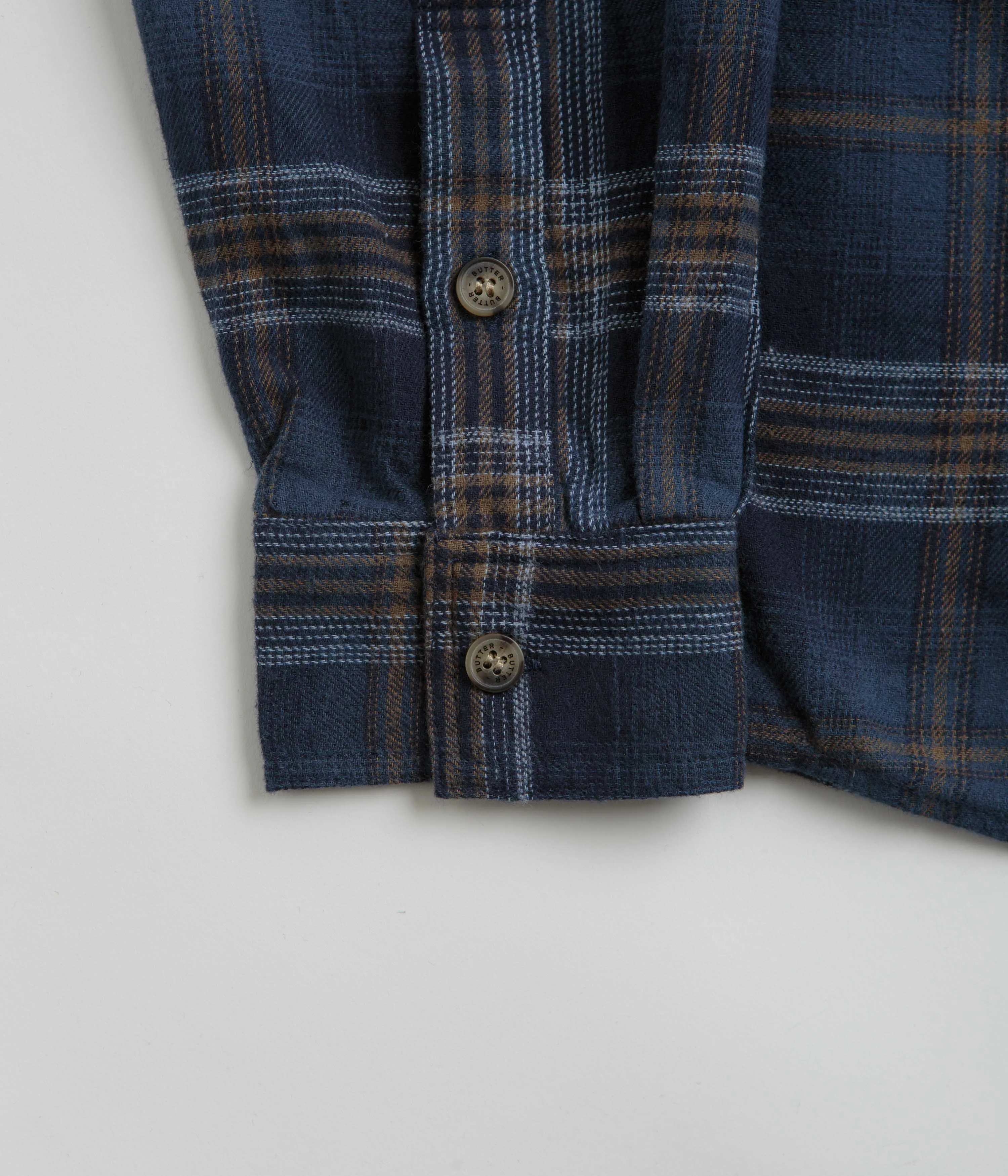 Butter Goods Swirl Plaid Shirt - Navy / White Practical Choice
