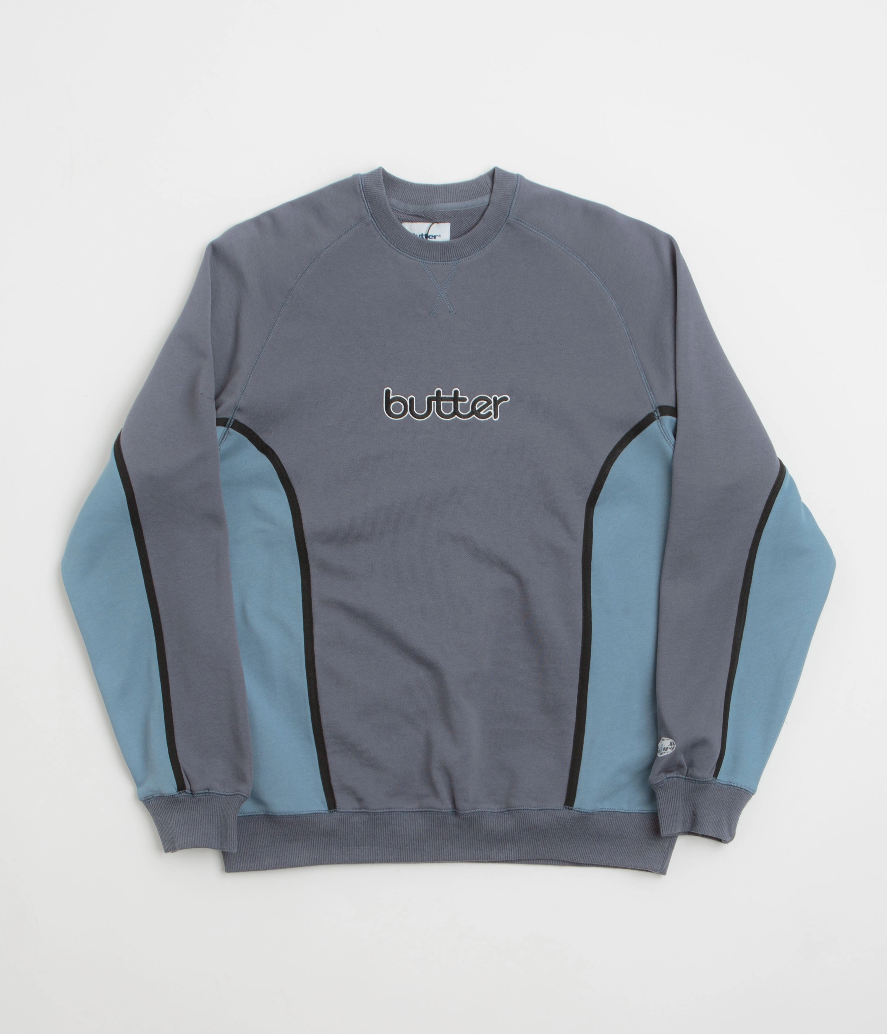Butter Goods Aspect Crewneck Sweatshirt - Slate / Denim Comfy Fashion Drop Shoulder Design
