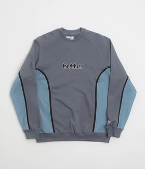 Butter Goods Aspect Crewneck Sweatshirt - Slate / Denim Comfy Fashion Drop Shoulder Design
