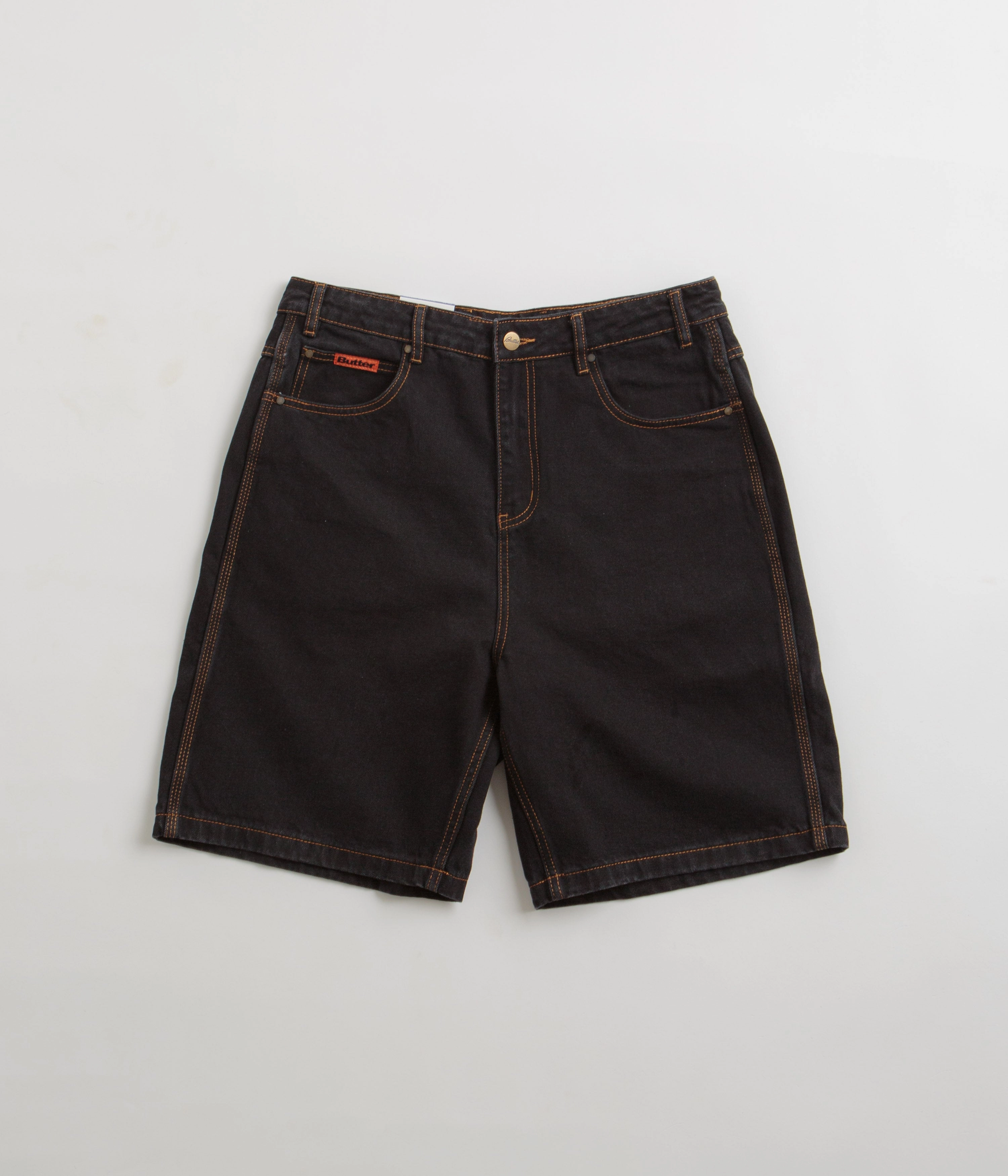 RipstopMaterial Butter Goods Baggy Denim Shorts - Washed Black