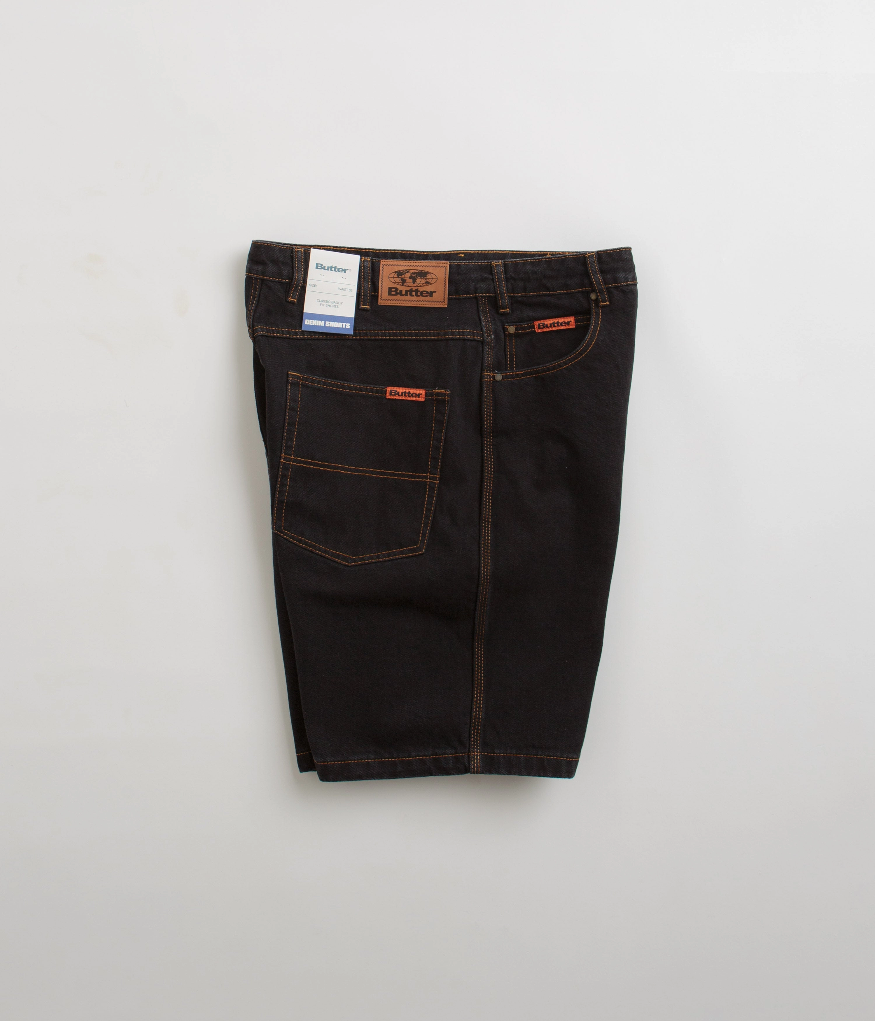 Butter Goods Baggy Denim Shorts - Washed Black Breathable Flex