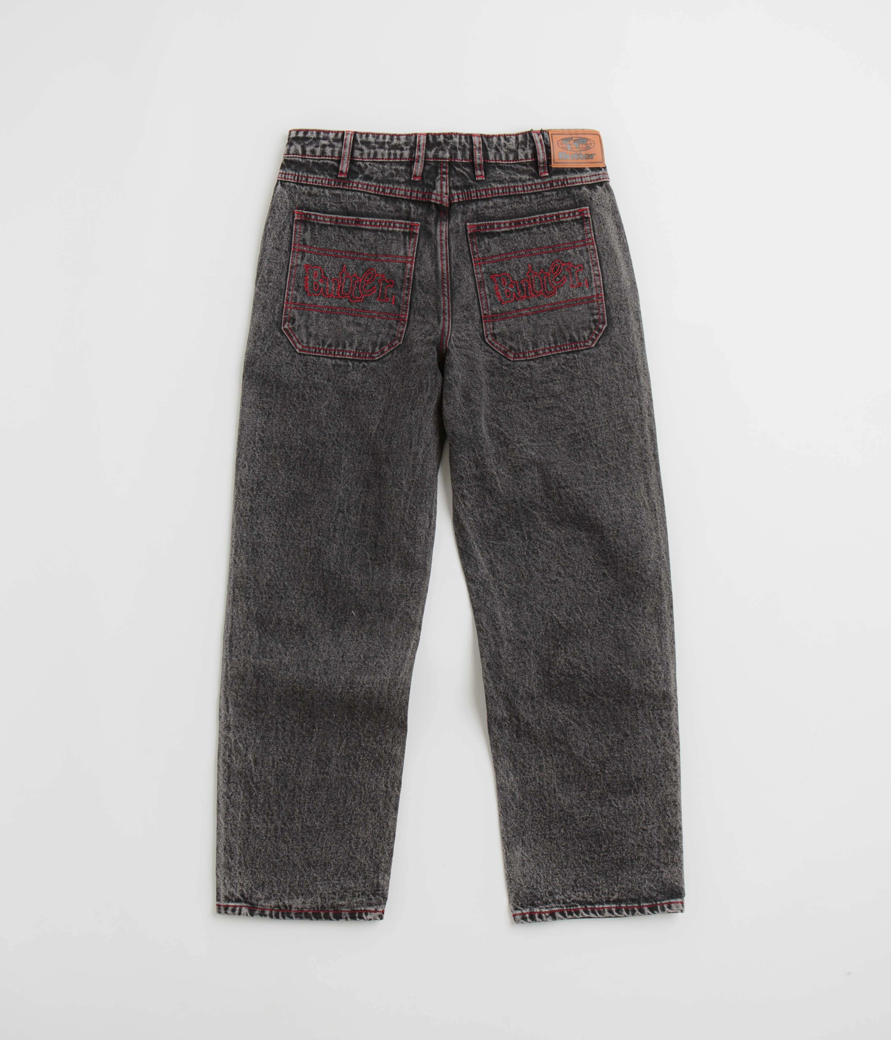 Cozy Stretch Fit Anti Cling Finish Butter Goods Breakdown Relaxed Jeans - Acid Wash Black