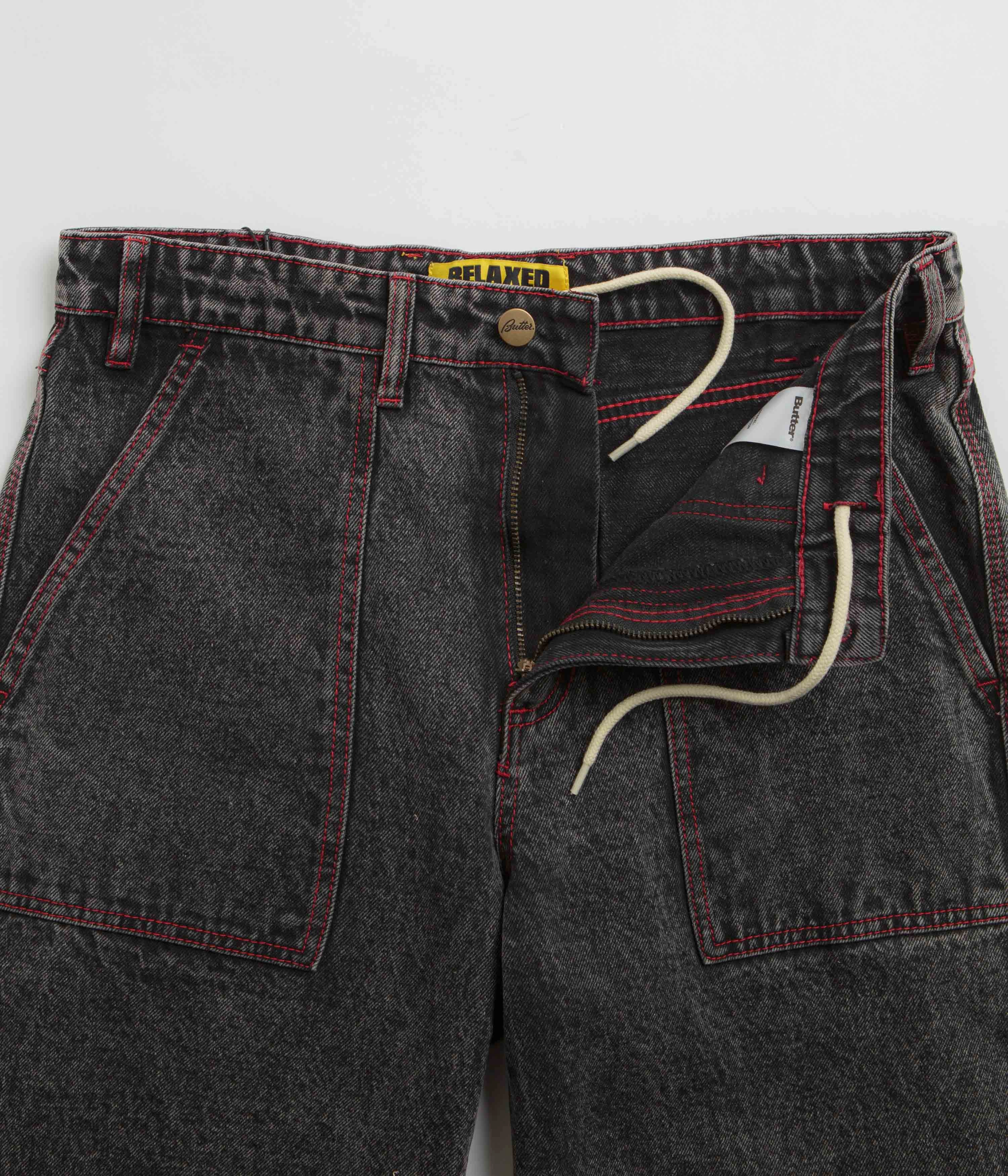 Heat Dissipating Butter Goods Breakdown Relaxed Jeans - Acid Wash Black