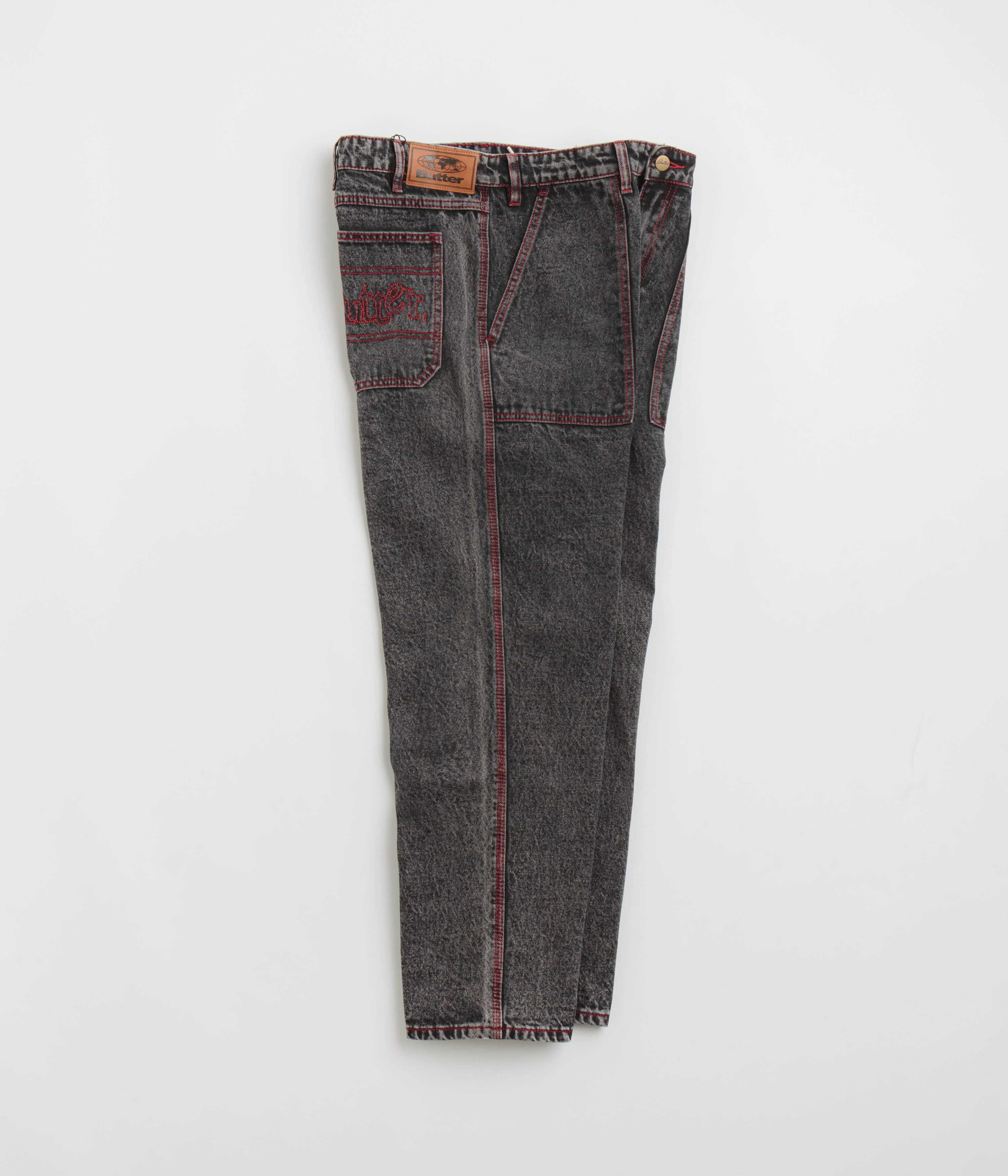 Butter Goods Breakdown Relaxed Jeans - Acid Wash Black Secure Waistband Flexible Waist