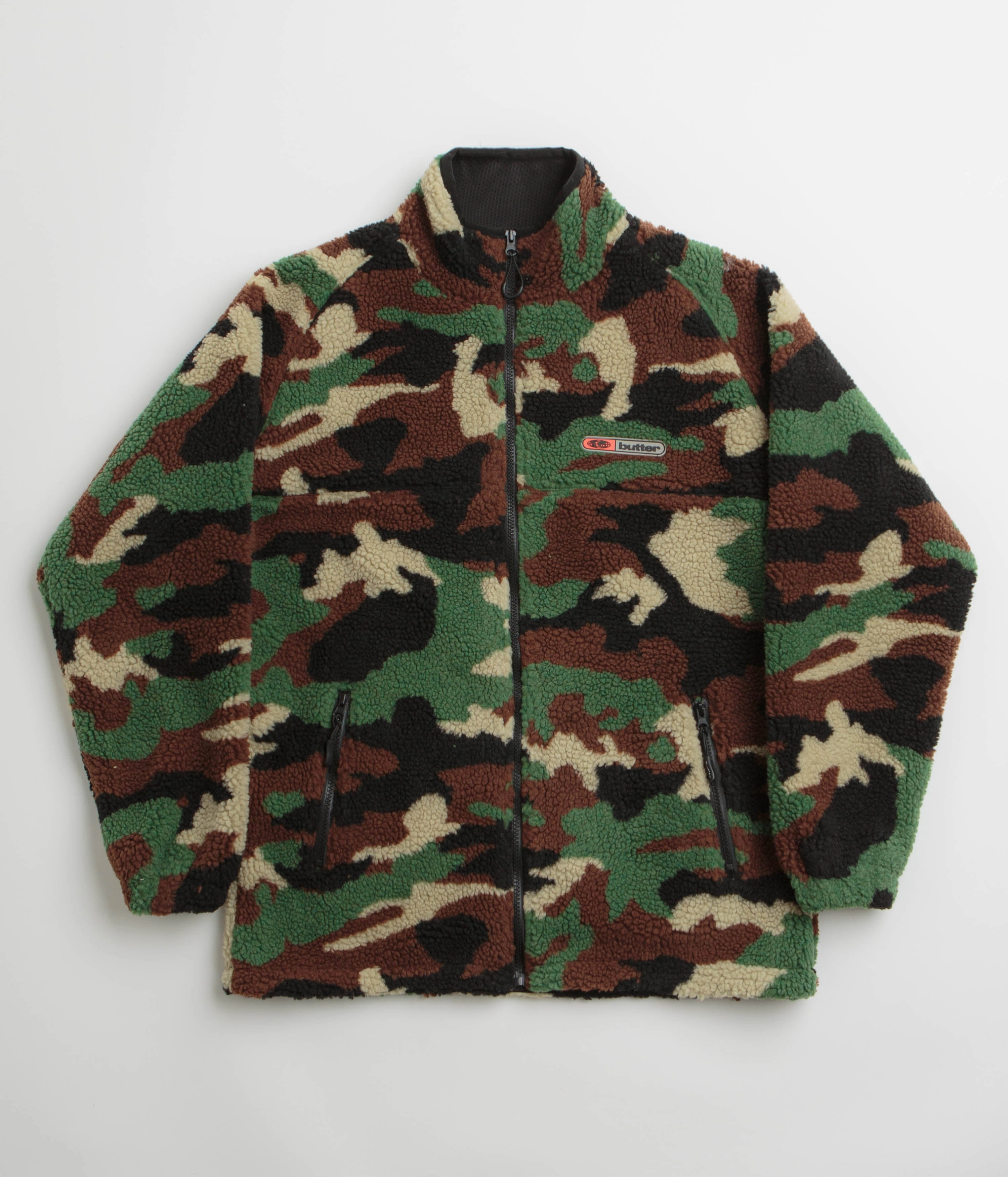 NonRestrictive Movement Design Convertible Cuff System Butter Goods Camo Sherpa Jacket - Forest Green