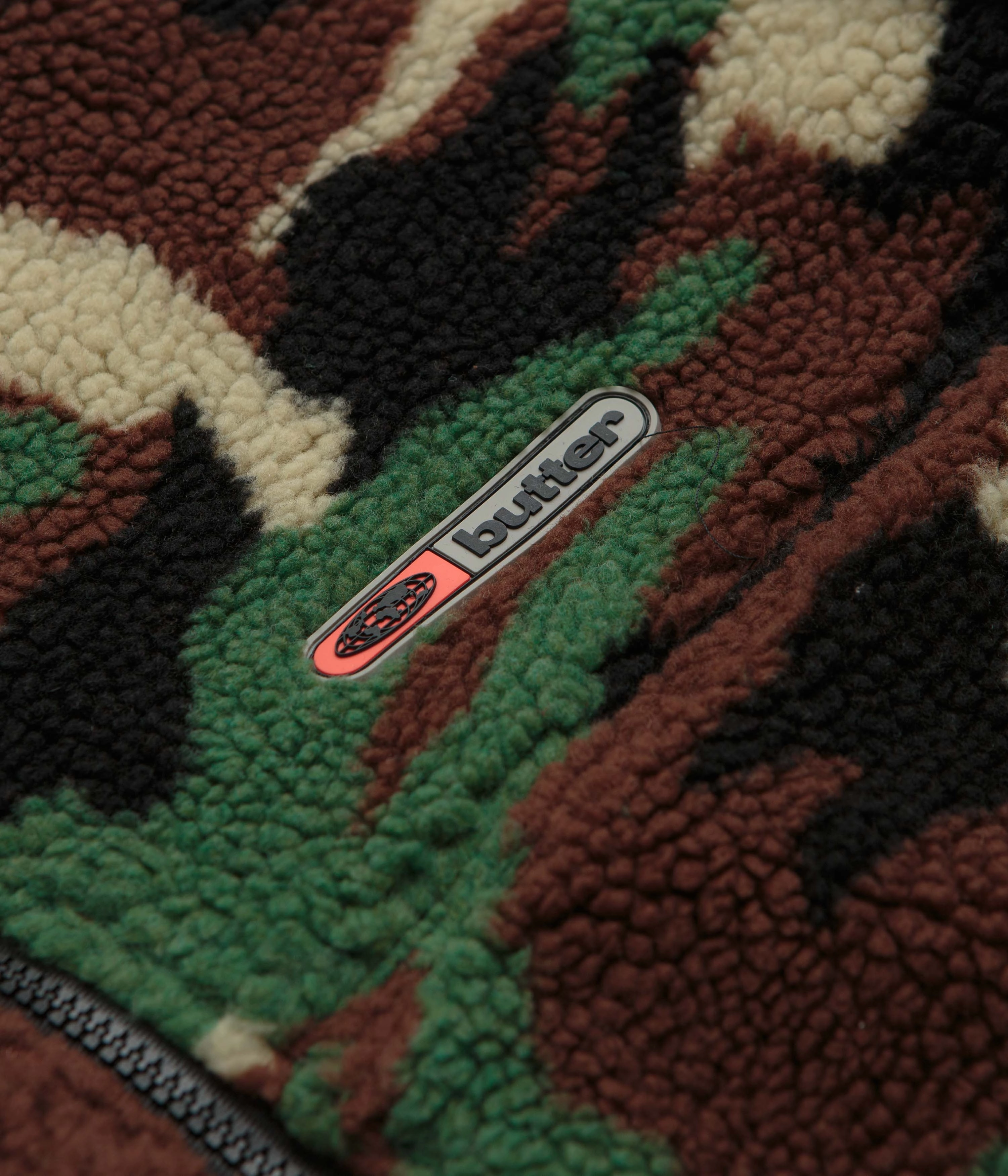 Windbreaker Style Butter Goods Camo Sherpa Jacket - Forest Green
