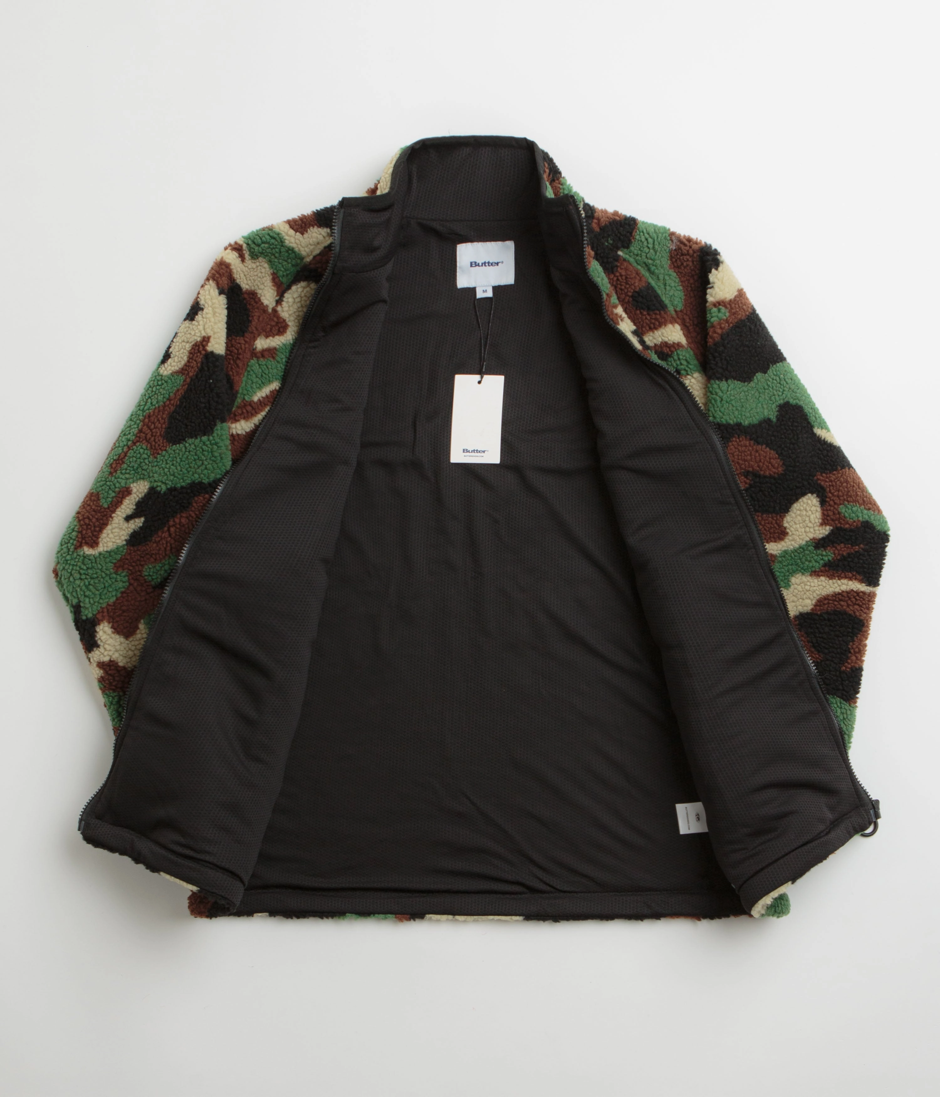 Butter Goods Camo Sherpa Jacket - Forest Green Formal Use Abrasion Resistant Fabric
