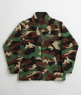 NonRestrictive Movement Design Convertible Cuff System Butter Goods Camo Sherpa Jacket - Forest Green