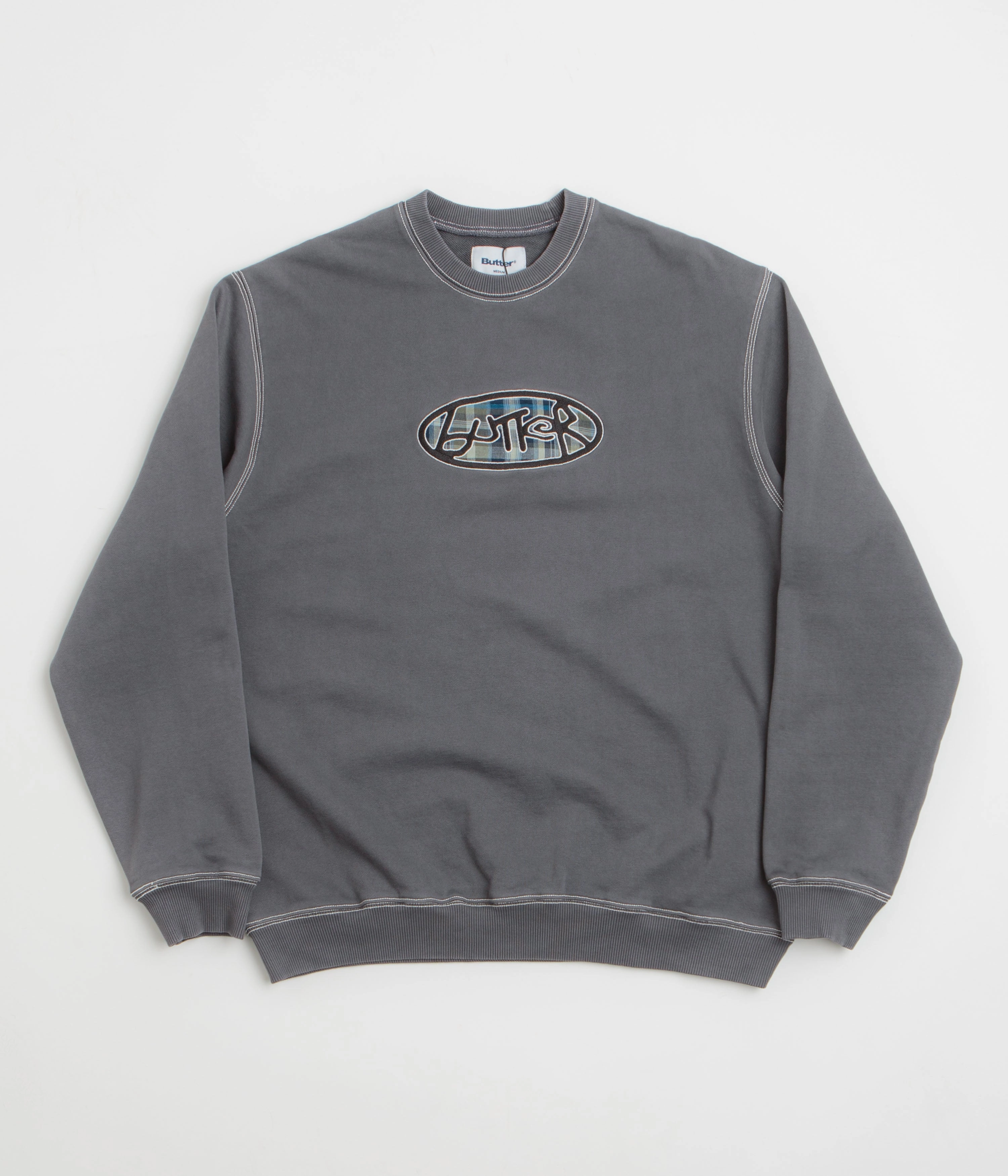 Butter Goods Crust Crewneck Sweatshirt - Washed Charcoal Oversized Fit