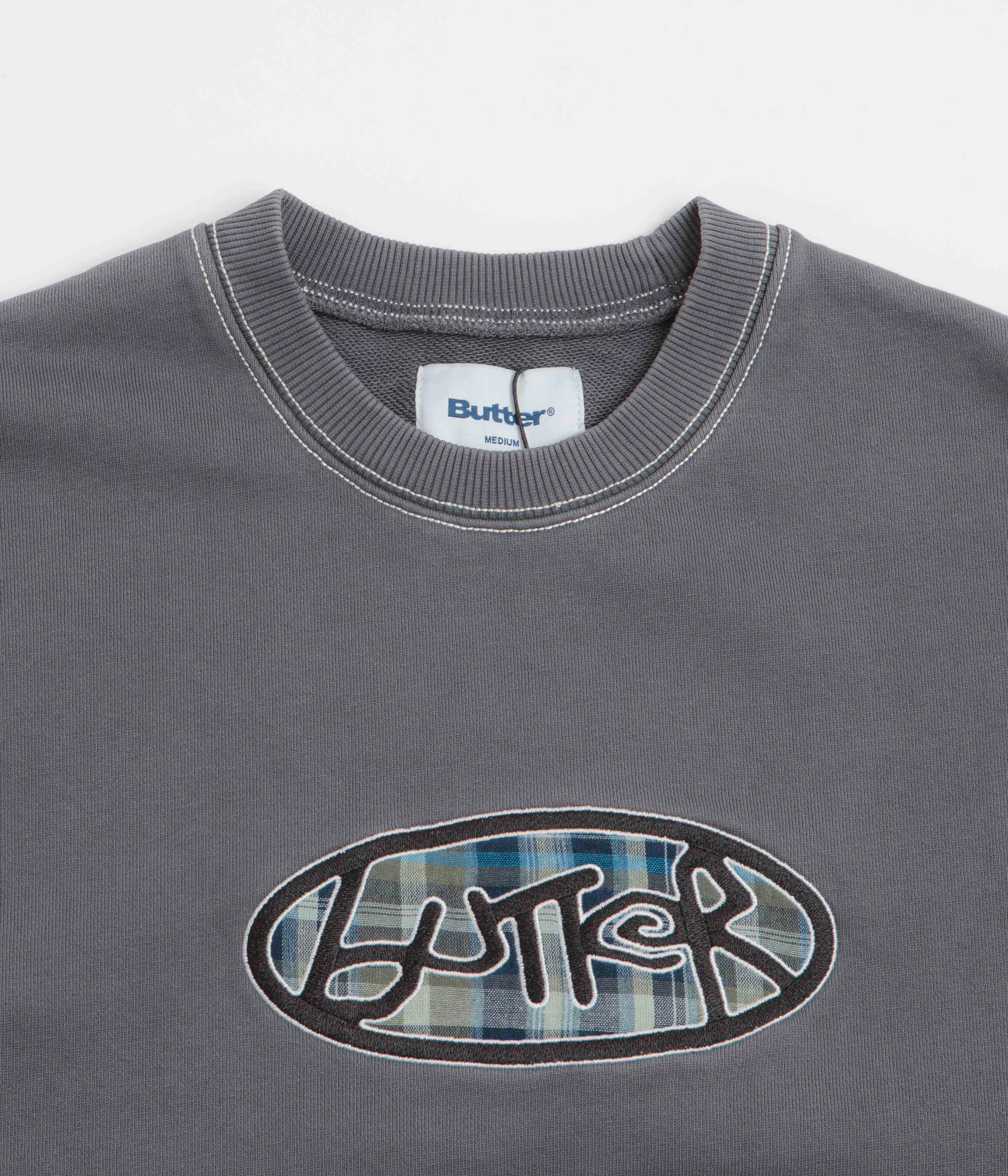 Stretch Knit Technology Butter Goods Crust Crewneck Sweatshirt - Washed Charcoal