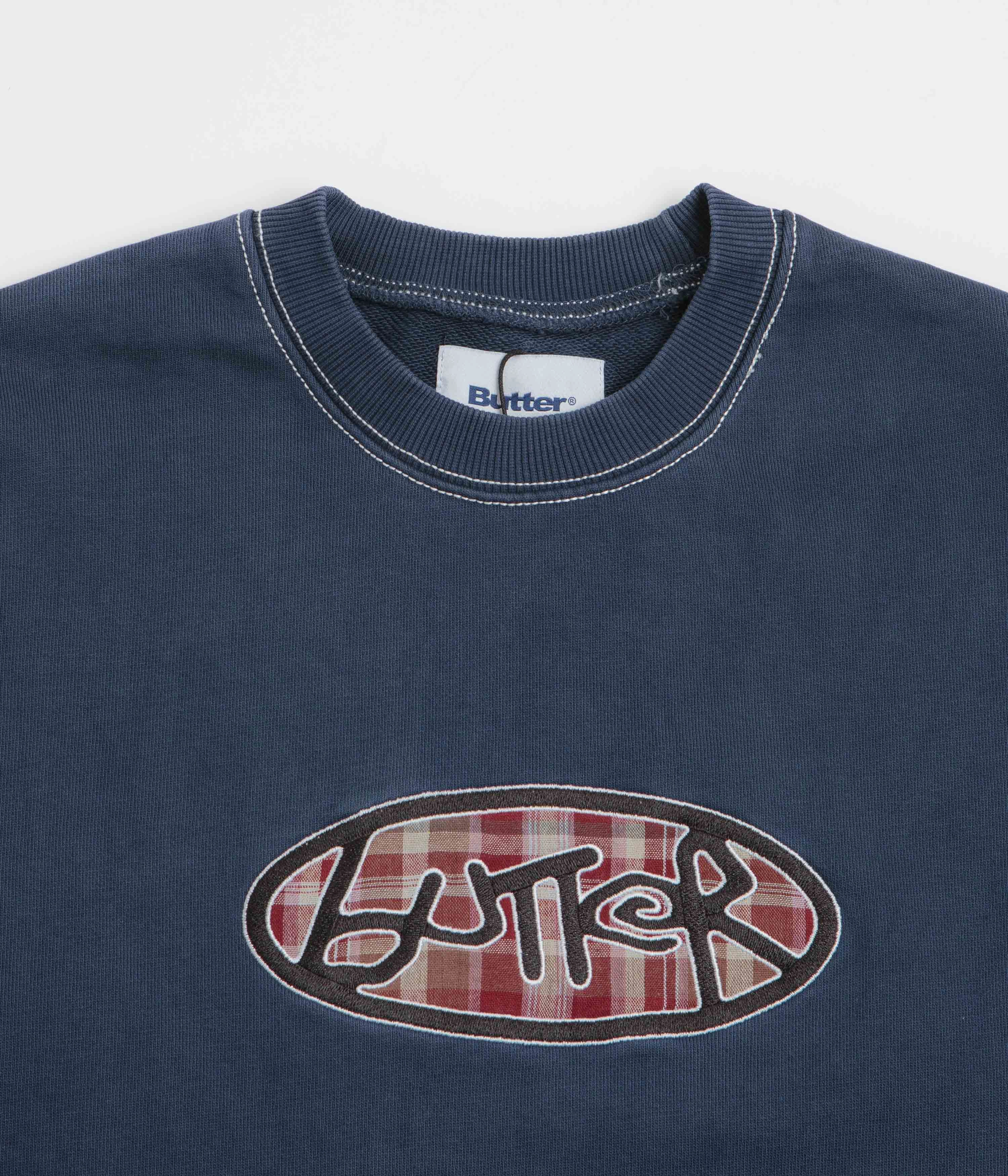 Comfy Design Butter Goods Crust Crewneck Sweatshirt - Washed Navy