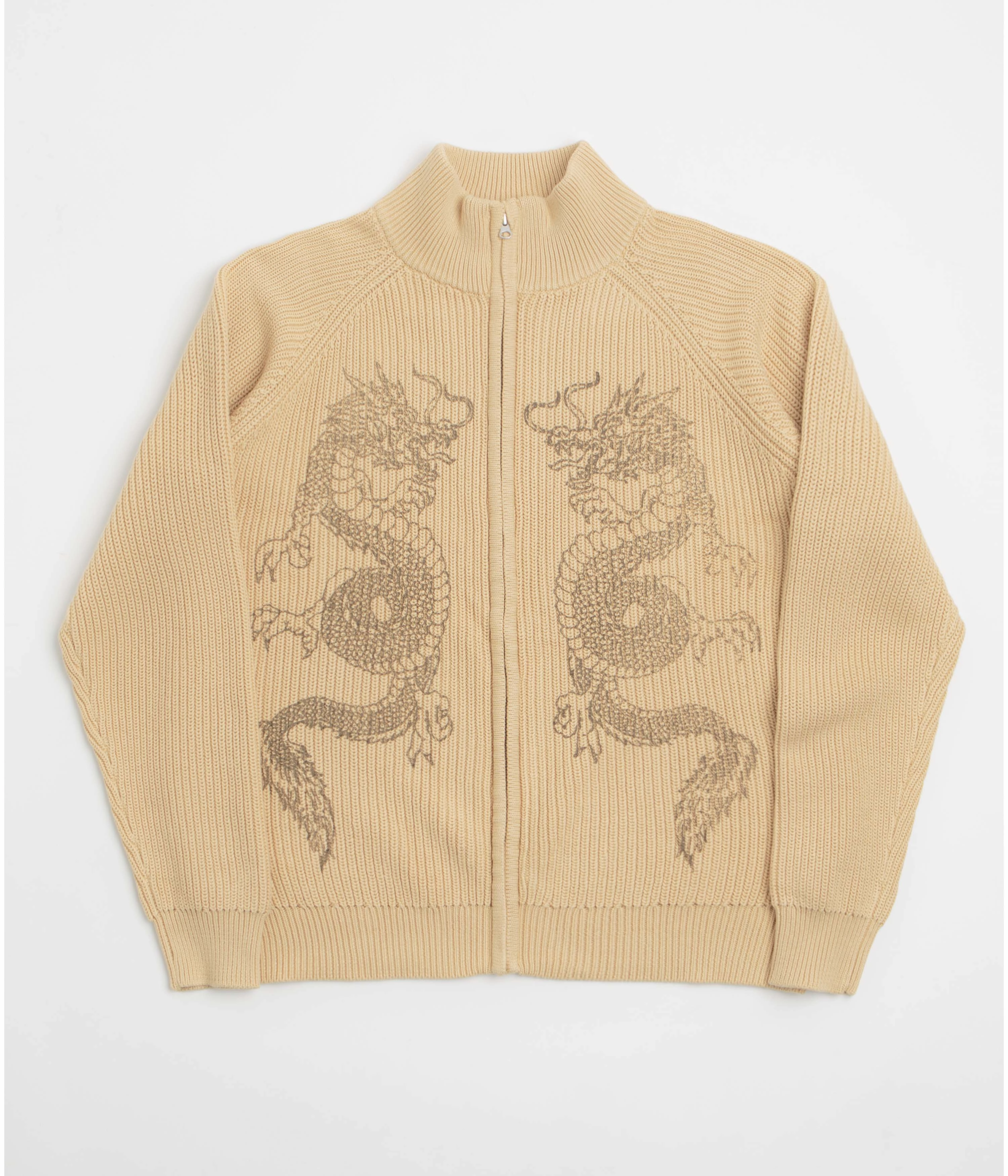 Classic Knit Butter Goods Dragon Zip-Thru Knit Sweatshirt - Sand