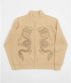 Classic Knit Butter Goods Dragon Zip-Thru Knit Sweatshirt - Sand