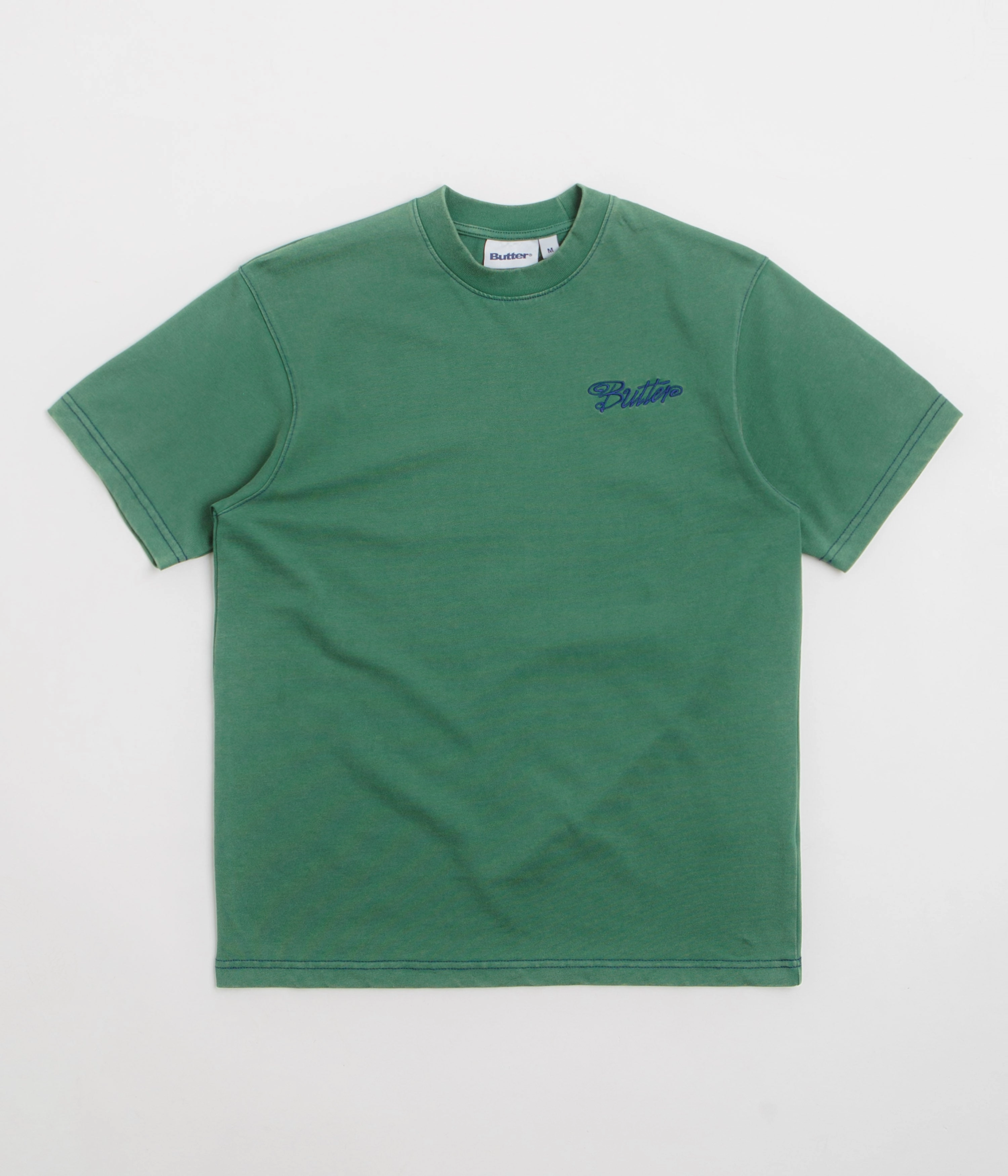 Butter Goods Jive Contrast T-Shirt - Washed Teal High Density Weave Silk combination