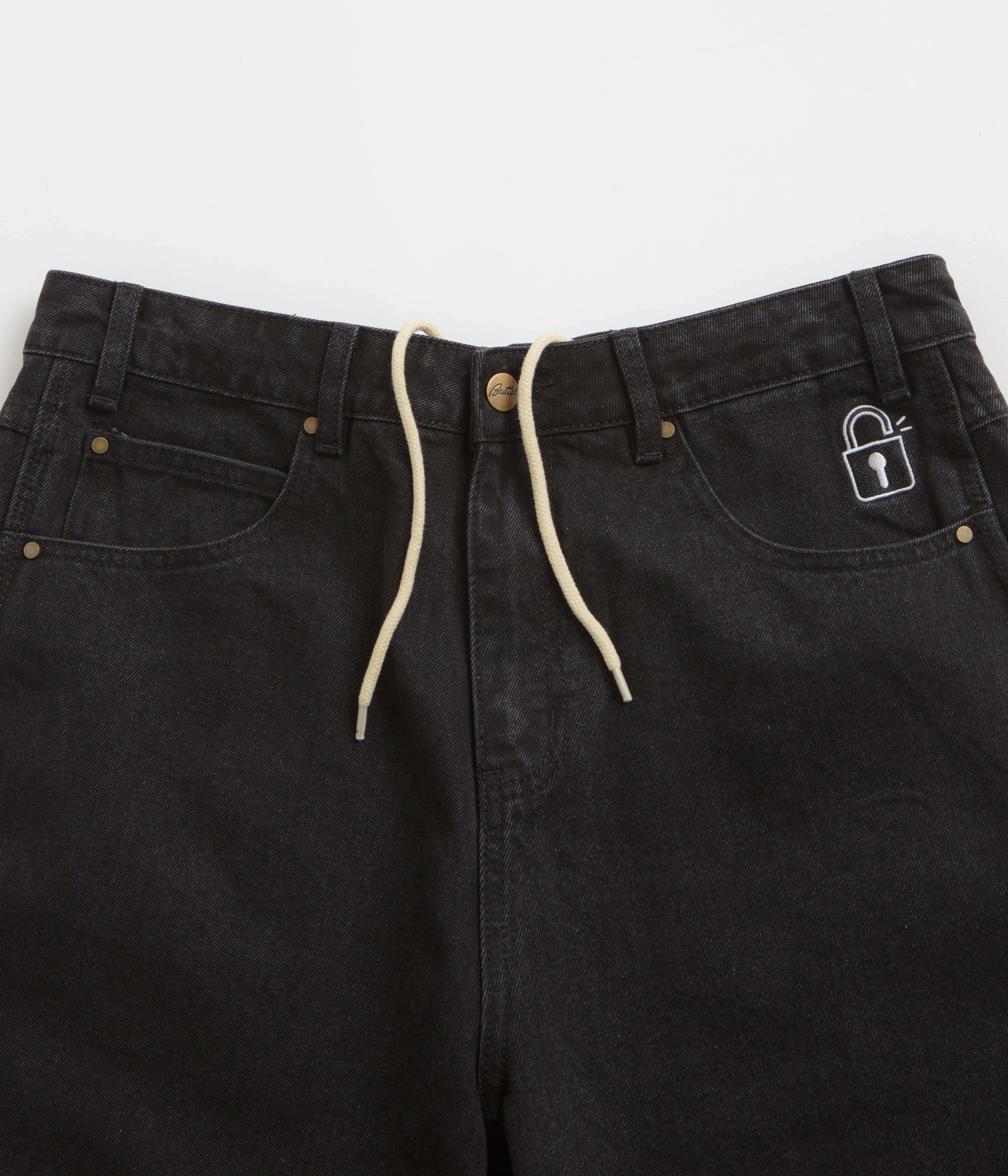 Butter Goods Lock Denim Shorts - Flat Black Quick Layering