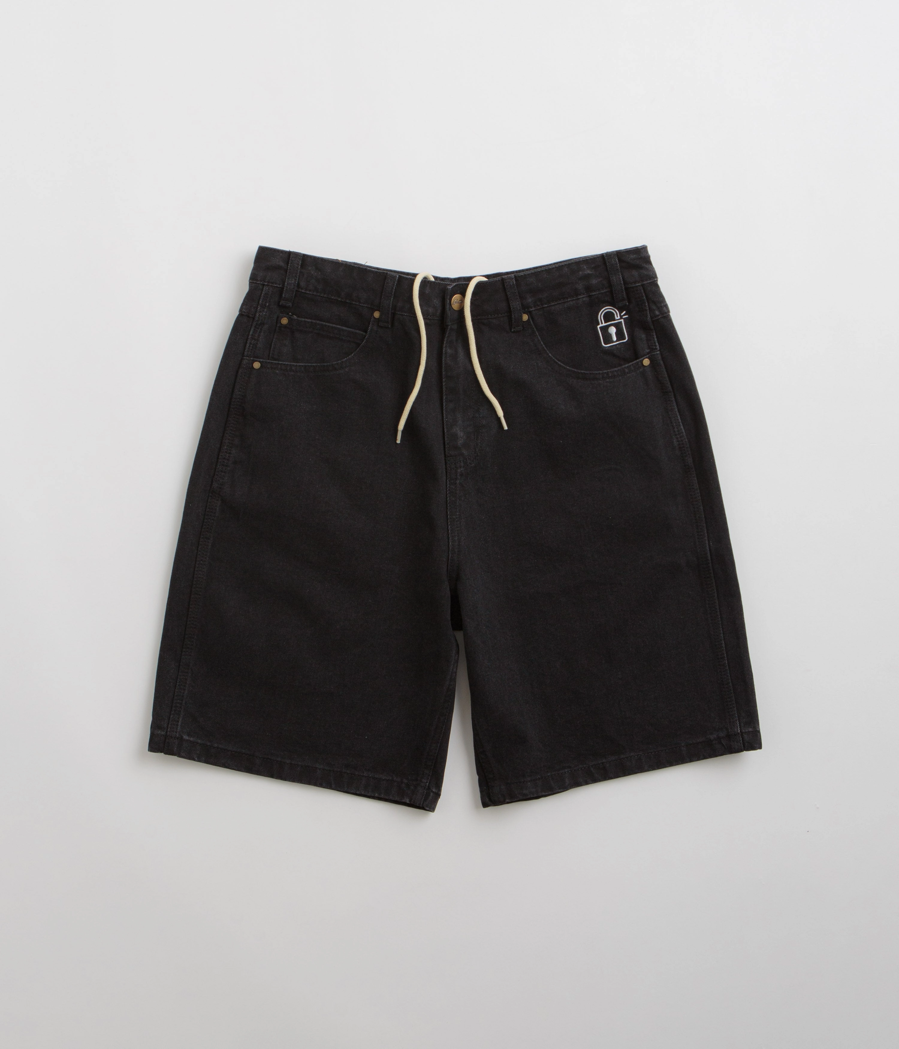 Butter Goods Lock Denim Shorts - Flat Black Quick Drying Free Size Adjuster