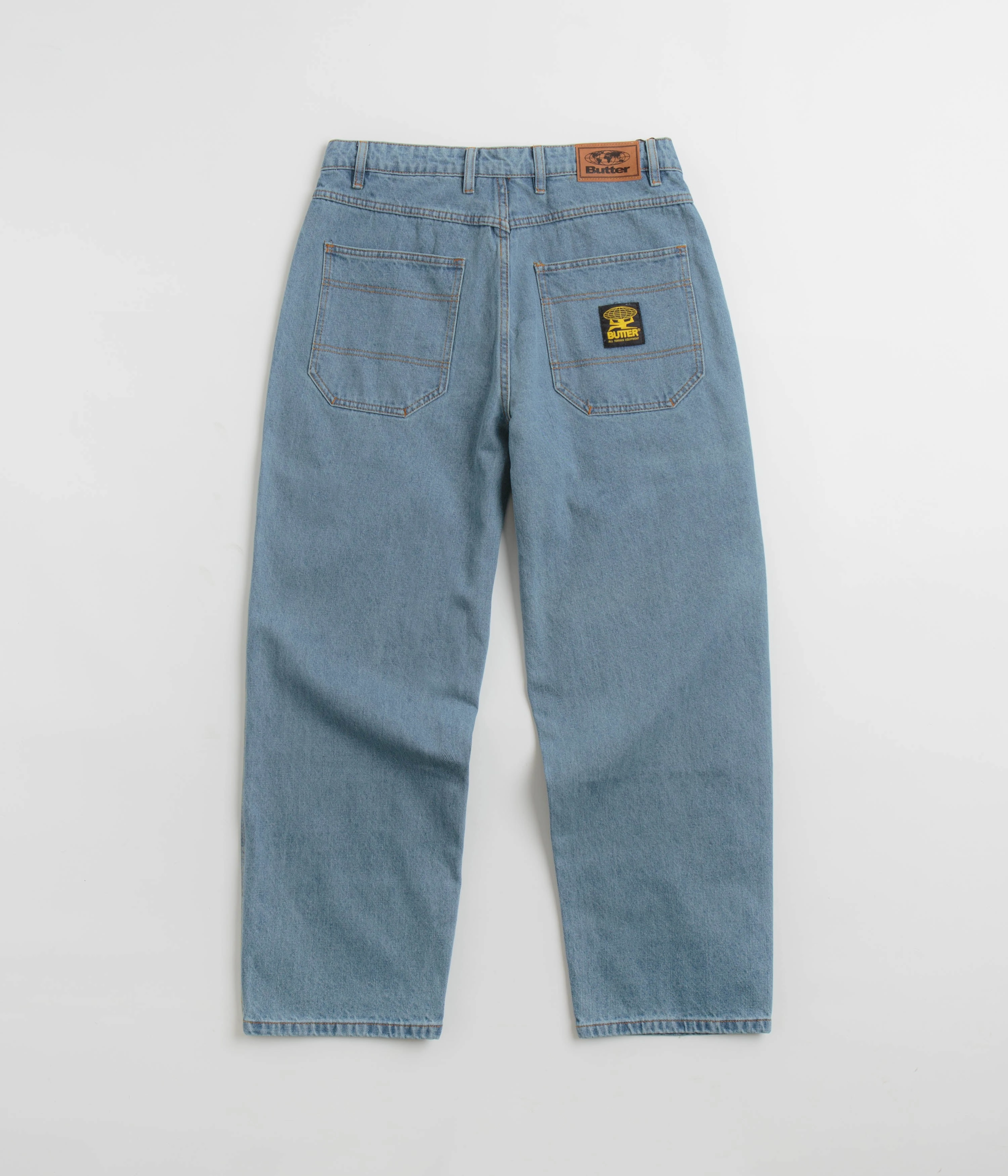 Butter Goods Patch Pocket Jeans - Faded Blue Flat Seams Loose Design