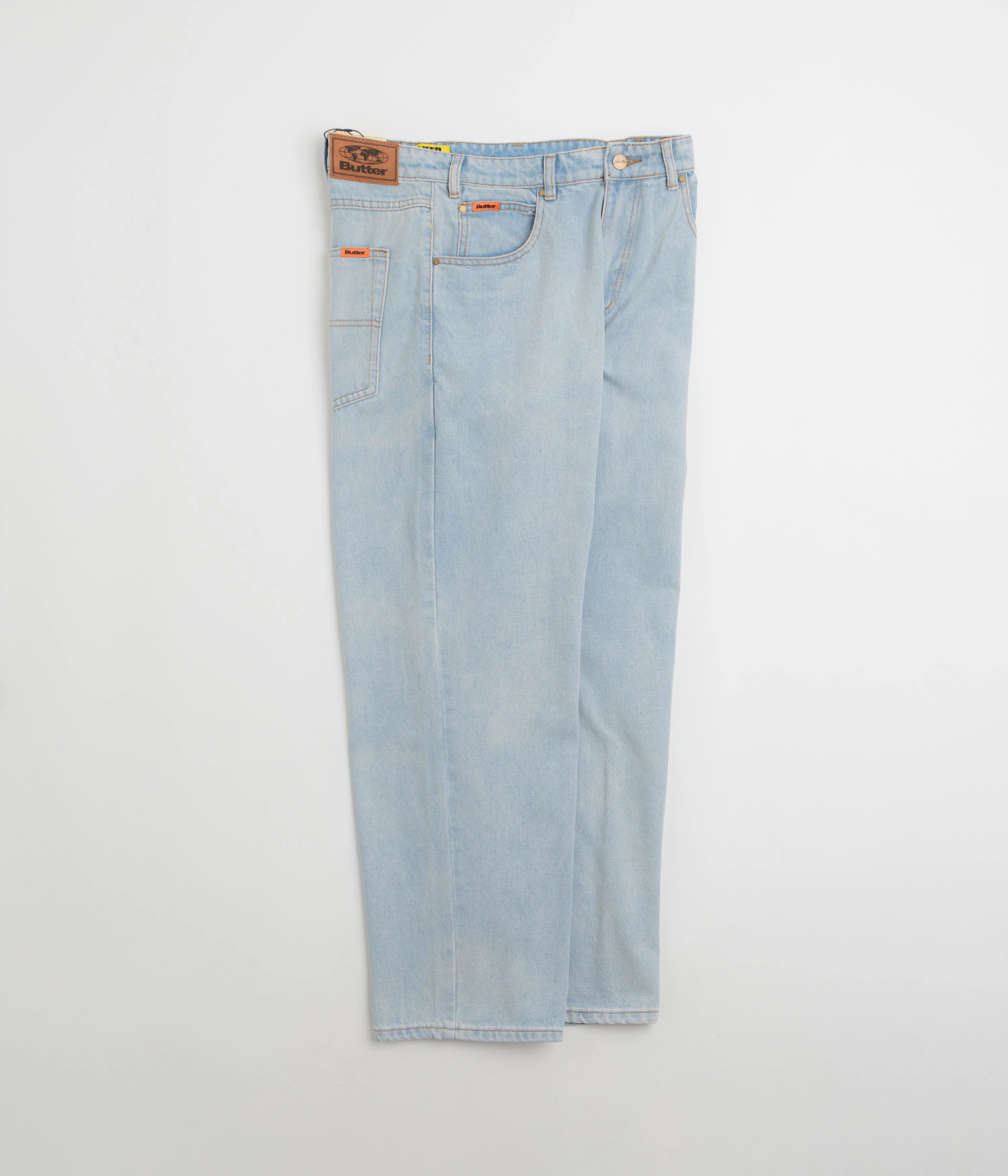 Butter Goods Relaxed Jeans - Light Blue / Blue Double Layered Hem