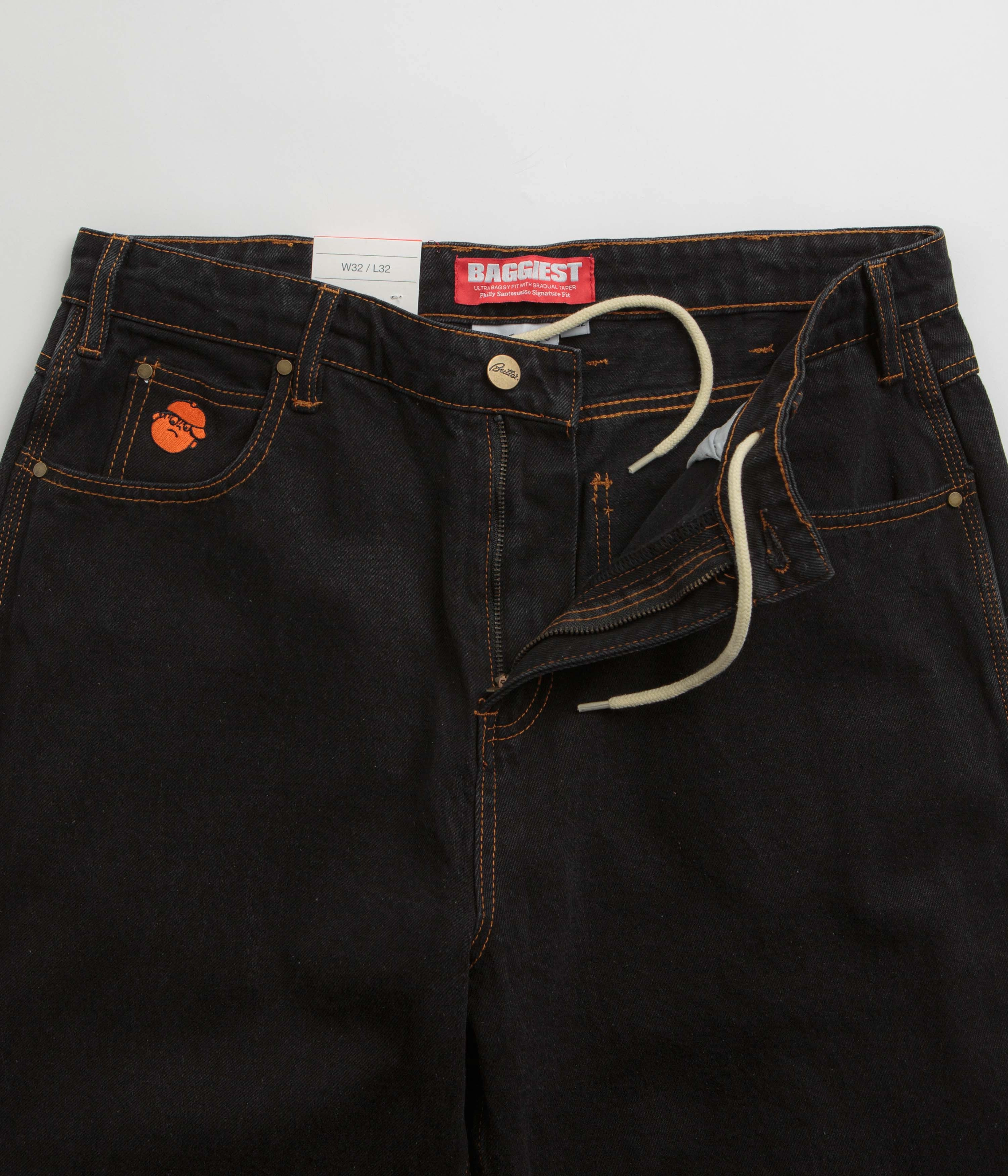 Cozy Comfort Butter Goods Santosuosso Jeans - Washed Black / Orange