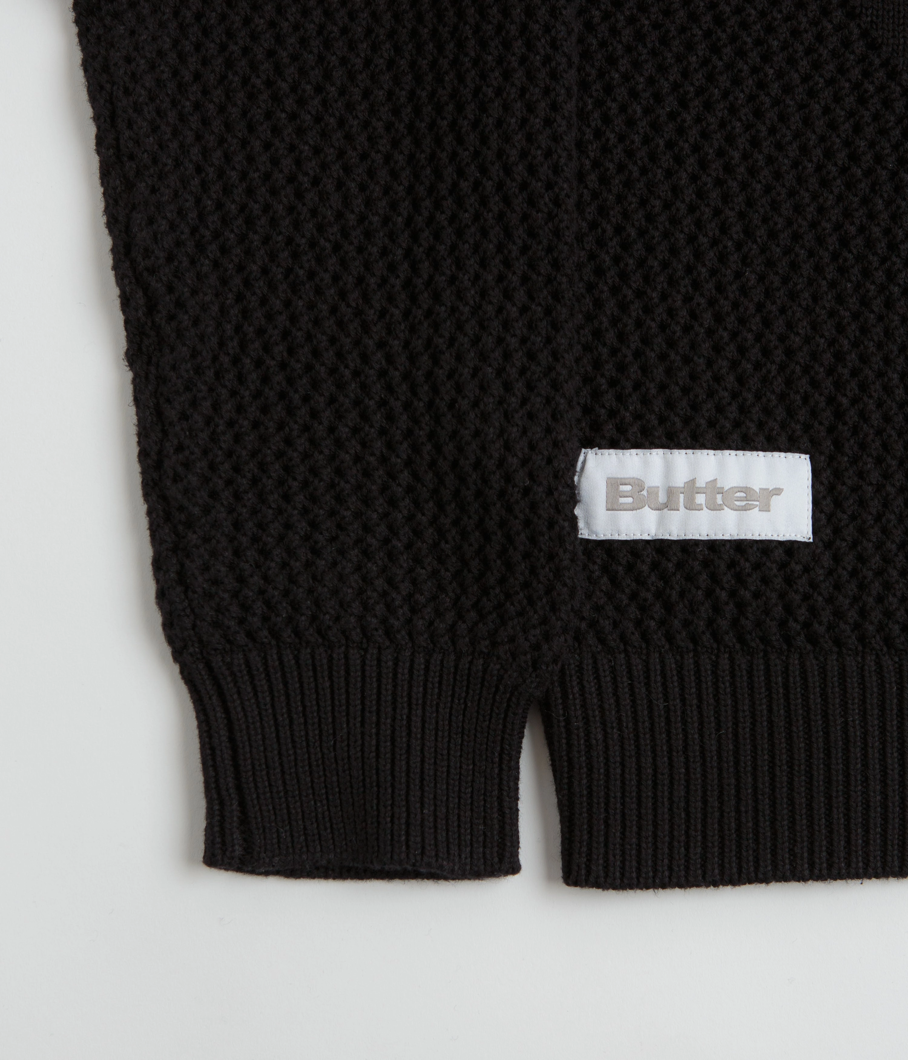 Comfy Design Four Way Stretch Fabric Butter Goods Scribble Knit Sweatshirt - Black