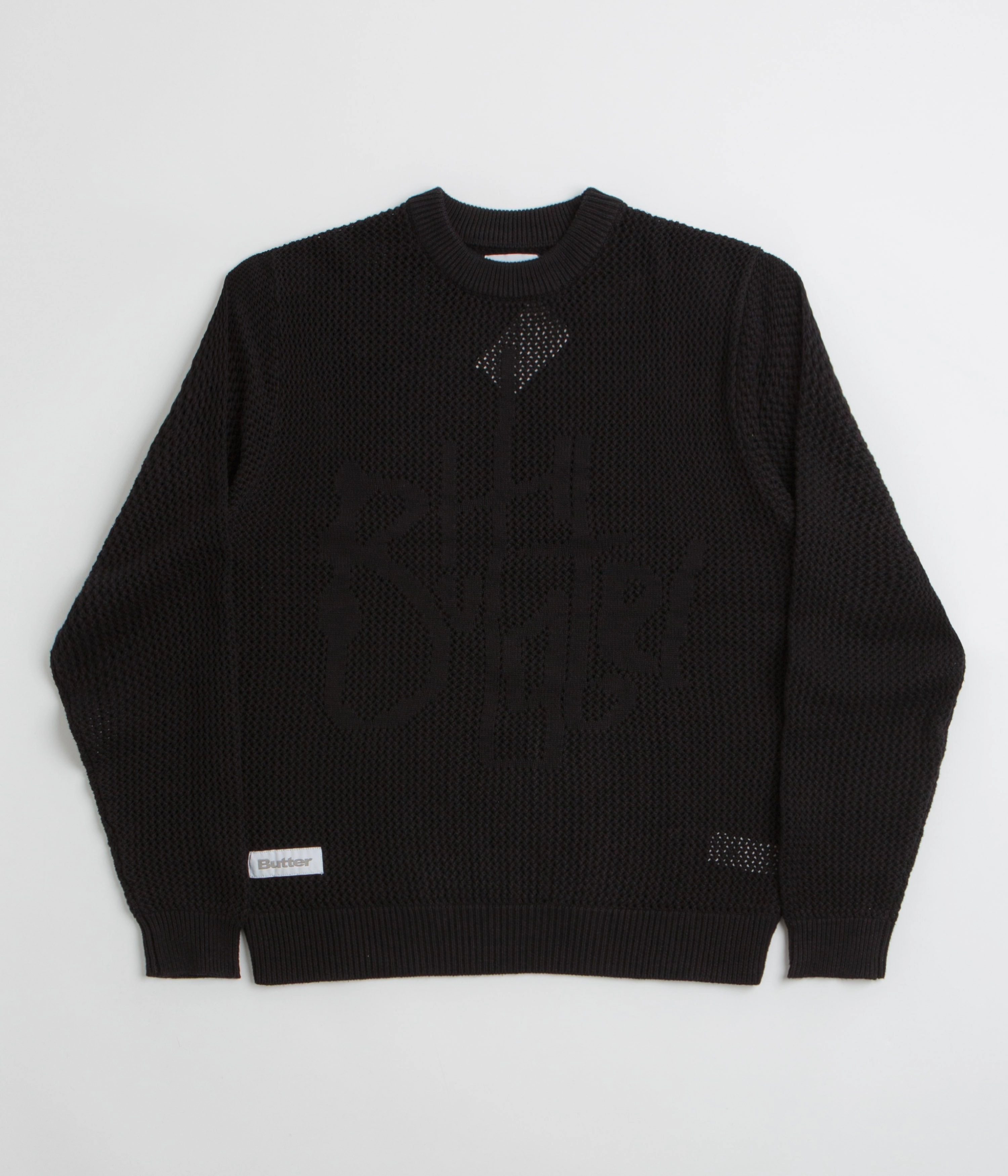 Butter Goods Scribble Knit Sweatshirt - Black Easy Fit Fashionable Layering