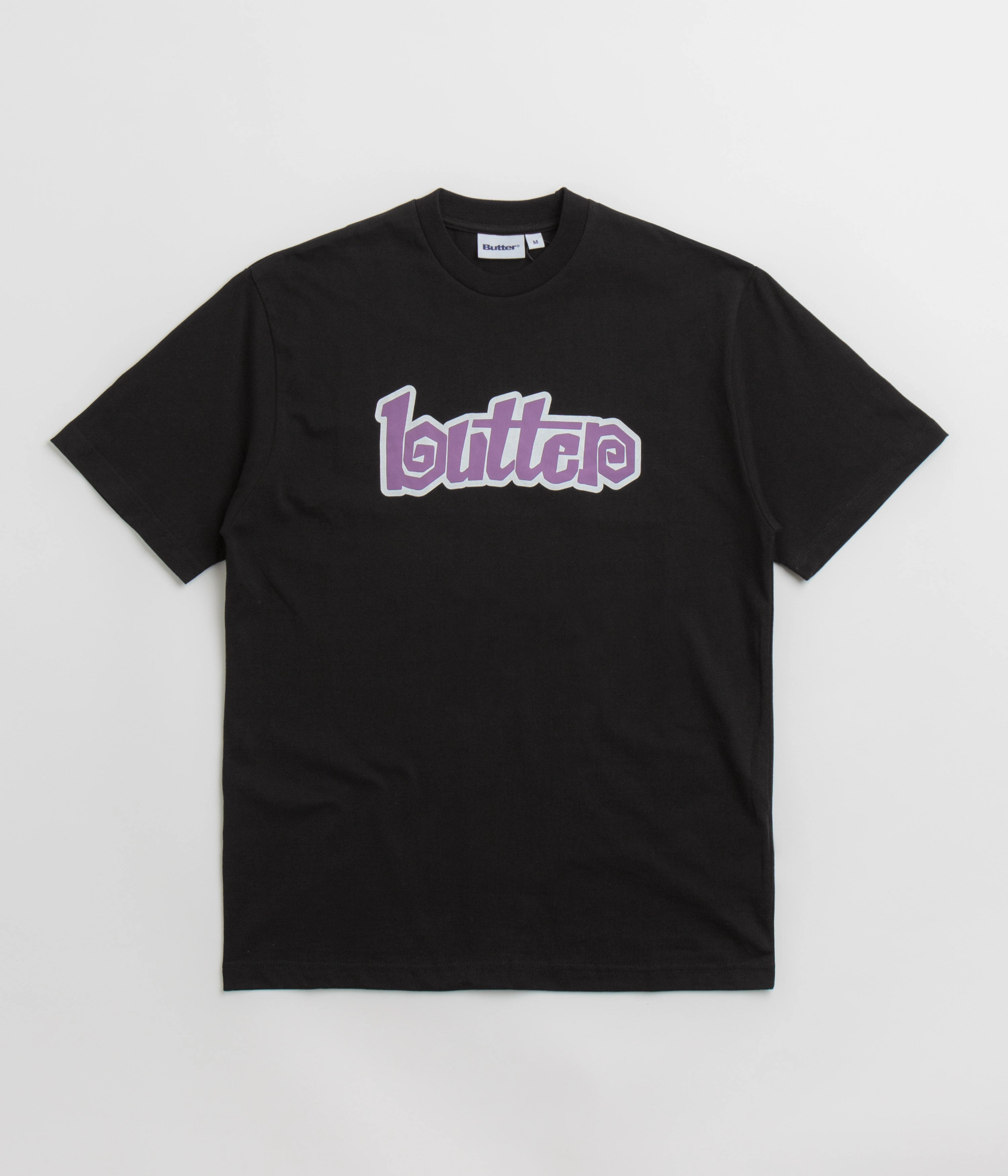 Butter Goods Swirl T-Shirt - Black / Purple Subtle Logo Placement Timeless Top
