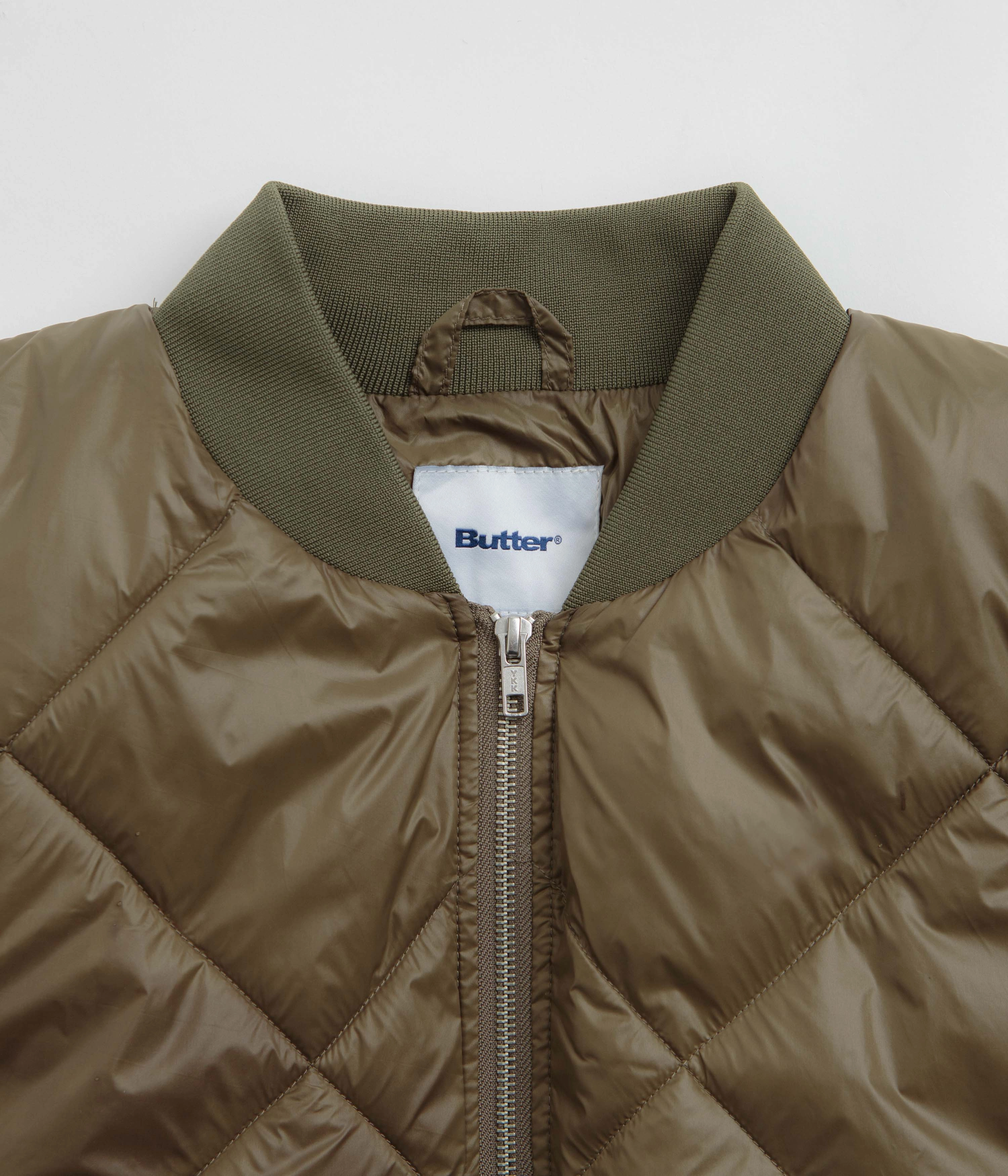 Fashion Trend Plaid Print Butter Goods Temperature Bomber Jacket - Army