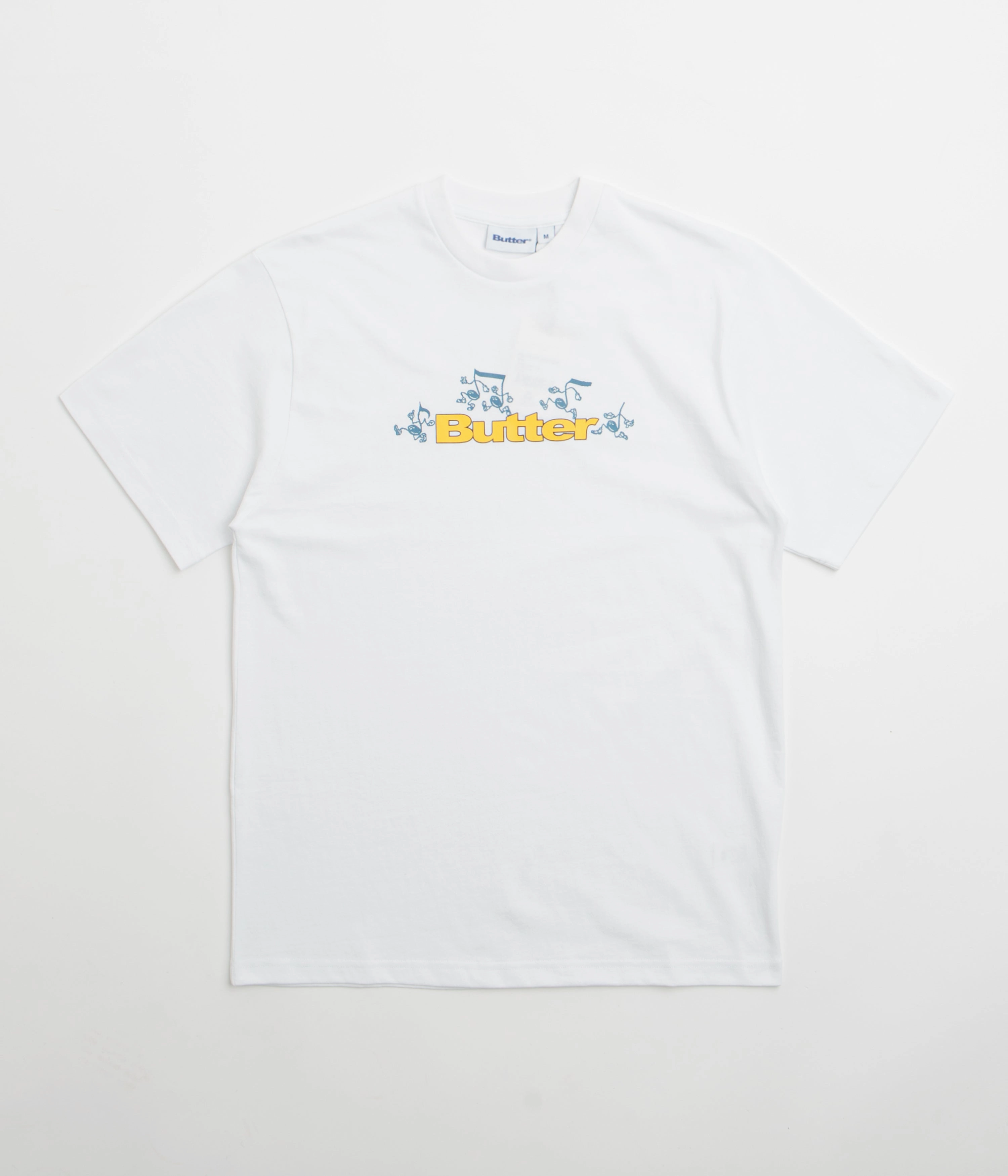 Butter Goods Tempo Logo T-Shirt - White Seamless Edging Garment Washed Texture