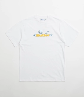 Butter Goods Tempo Logo T-Shirt - White Seamless Edging Garment Washed Texture