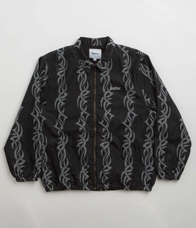 Cozy Texture Glow In The Dark Trim Butter Goods Tribal Denim Jacket - Black