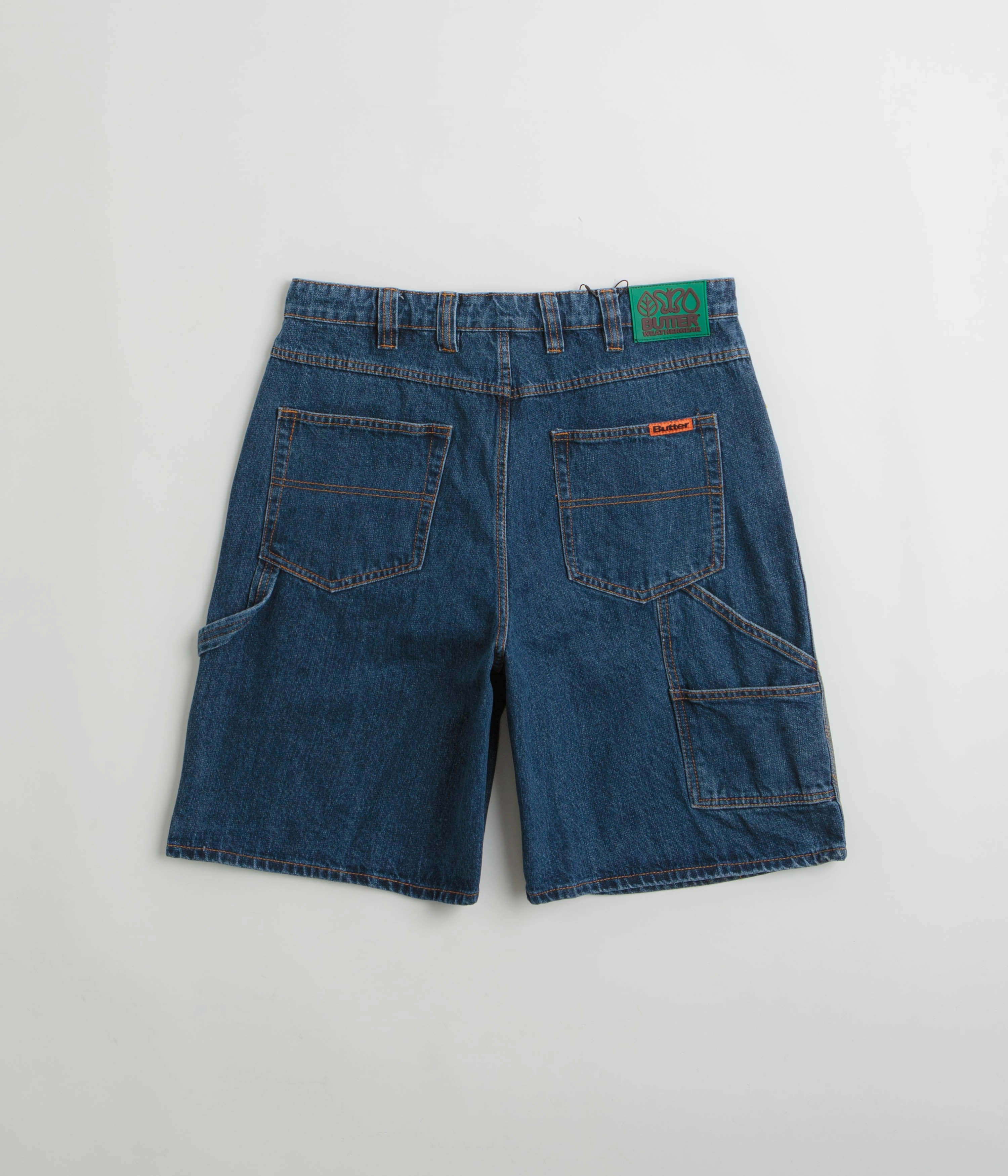 High Rise Waist Butter Goods Weathergear Denim Shorts - Repaired Indigo