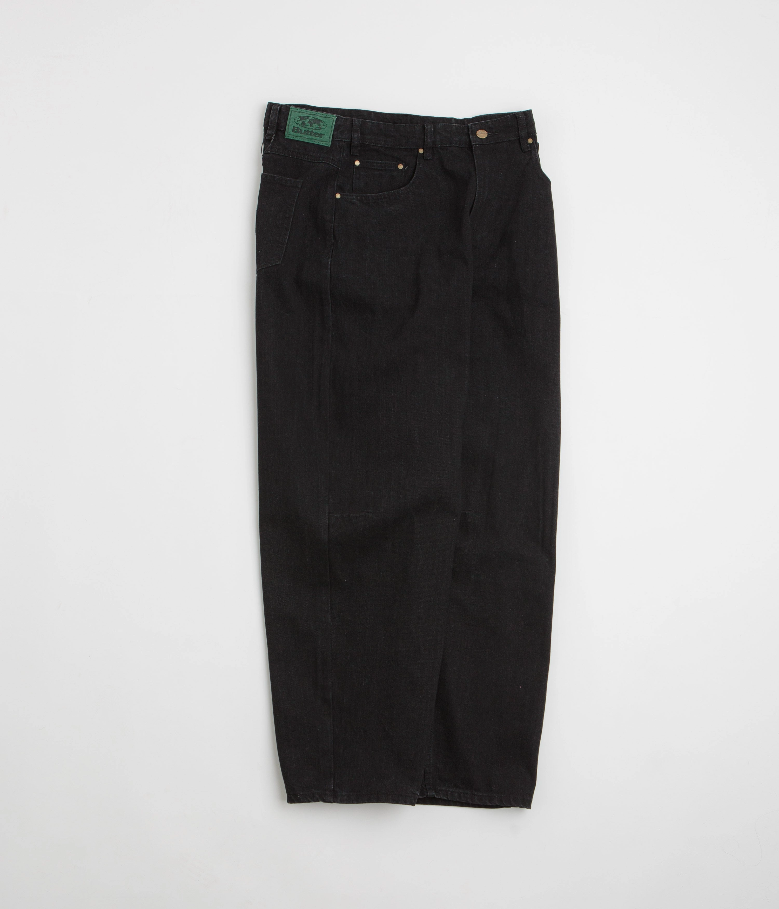 Casual Fit Butter Goods Wide Cut Jeans - Dark Washed Black