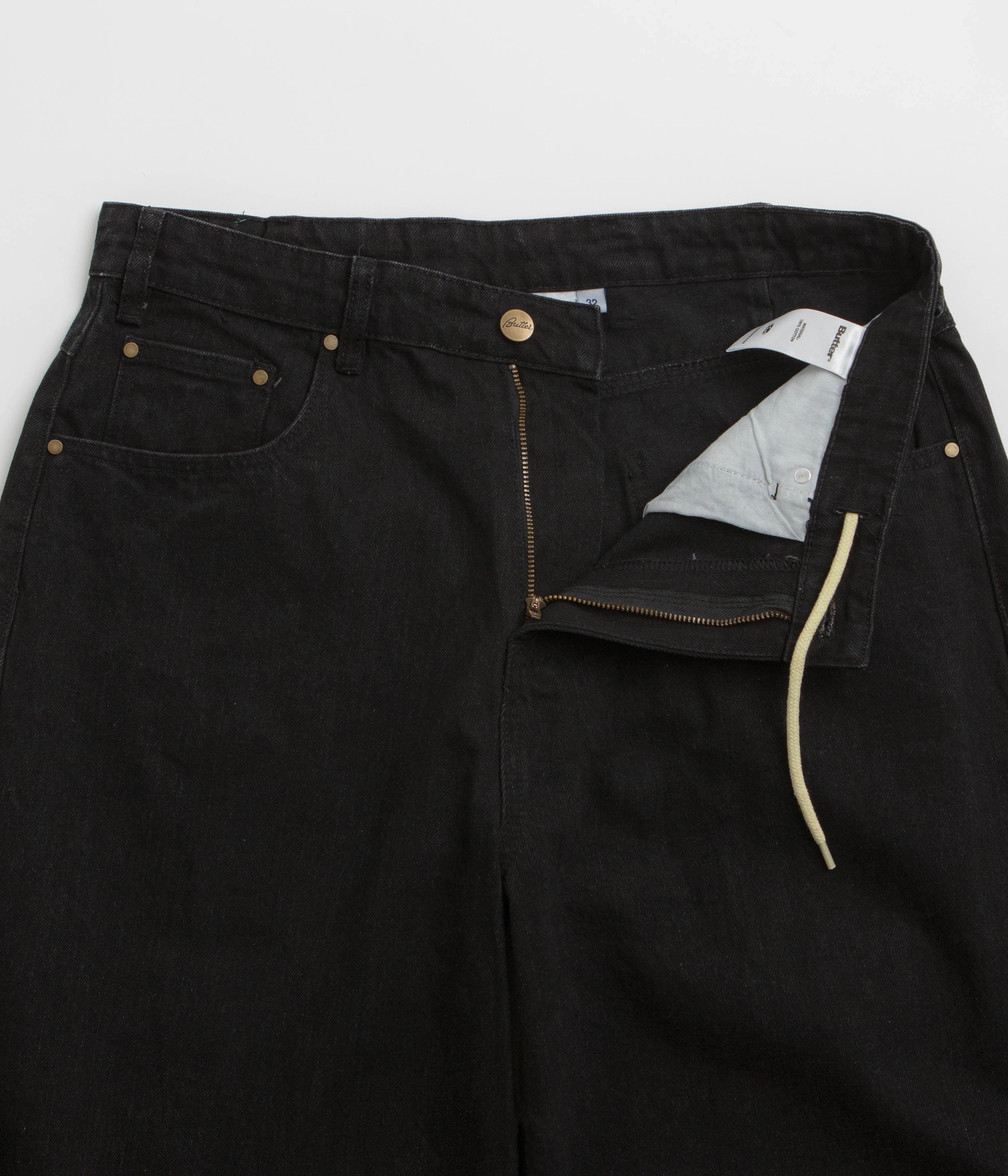 Breath Flex Butter Goods Wide Cut Jeans - Dark Washed Black