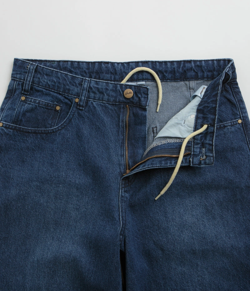 Tagless Labeling Butter Goods Wide Cut Jeans - Washed Slub Blue