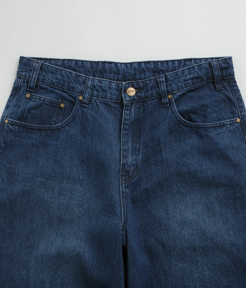 Cozy Casual Tagless Design Butter Goods Wide Cut Jeans - Washed Slub Blue