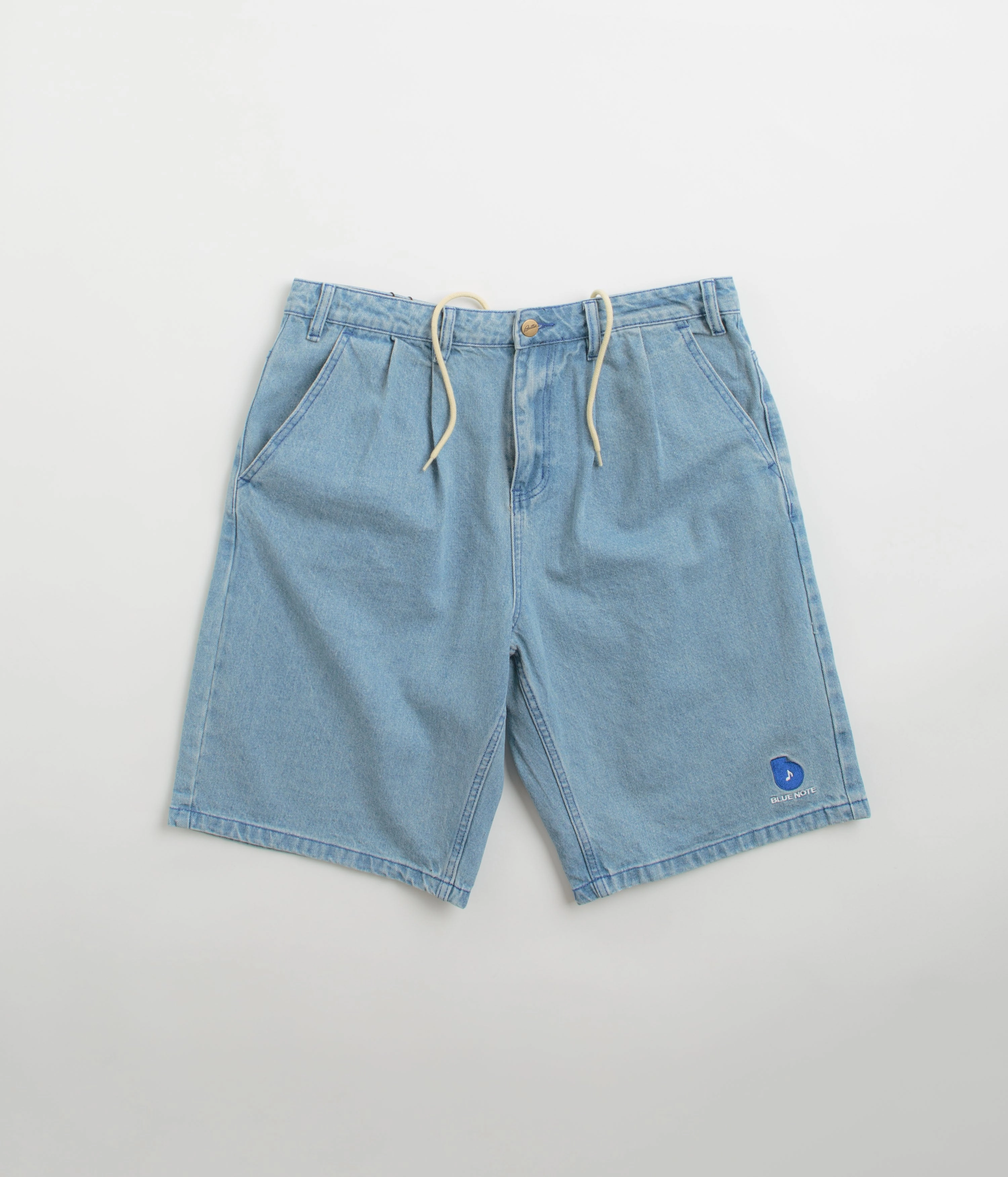 Butter Goods x Blue Note Pleated Denim Shorts - Washed Indigo Punk style Comfy Shape