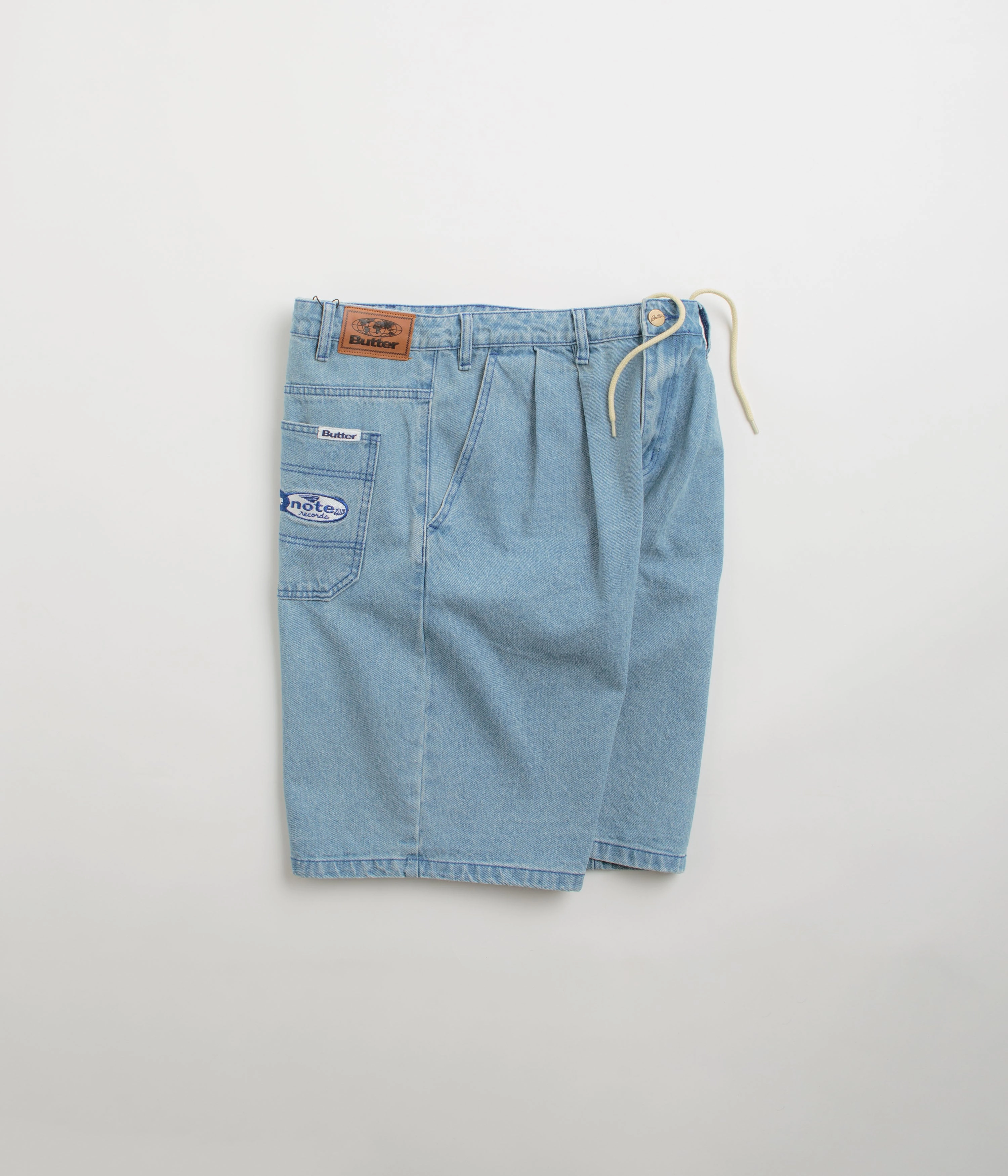 Basic Stretch Butter Goods x Blue Note Pleated Denim Shorts - Washed Indigo