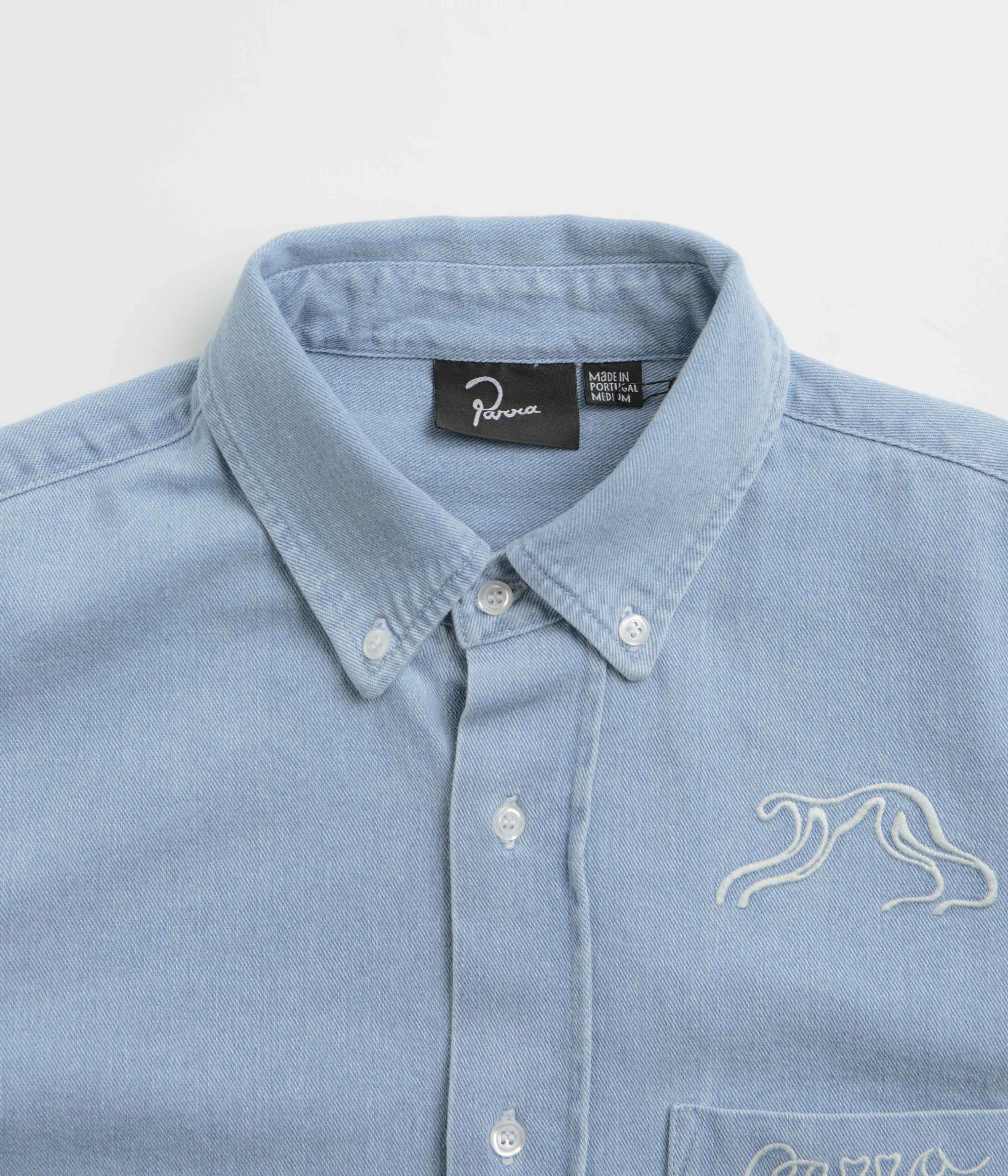 by Parra Ancient Aliens Shirt - Washed Blue Premium Feel Metallic Finish