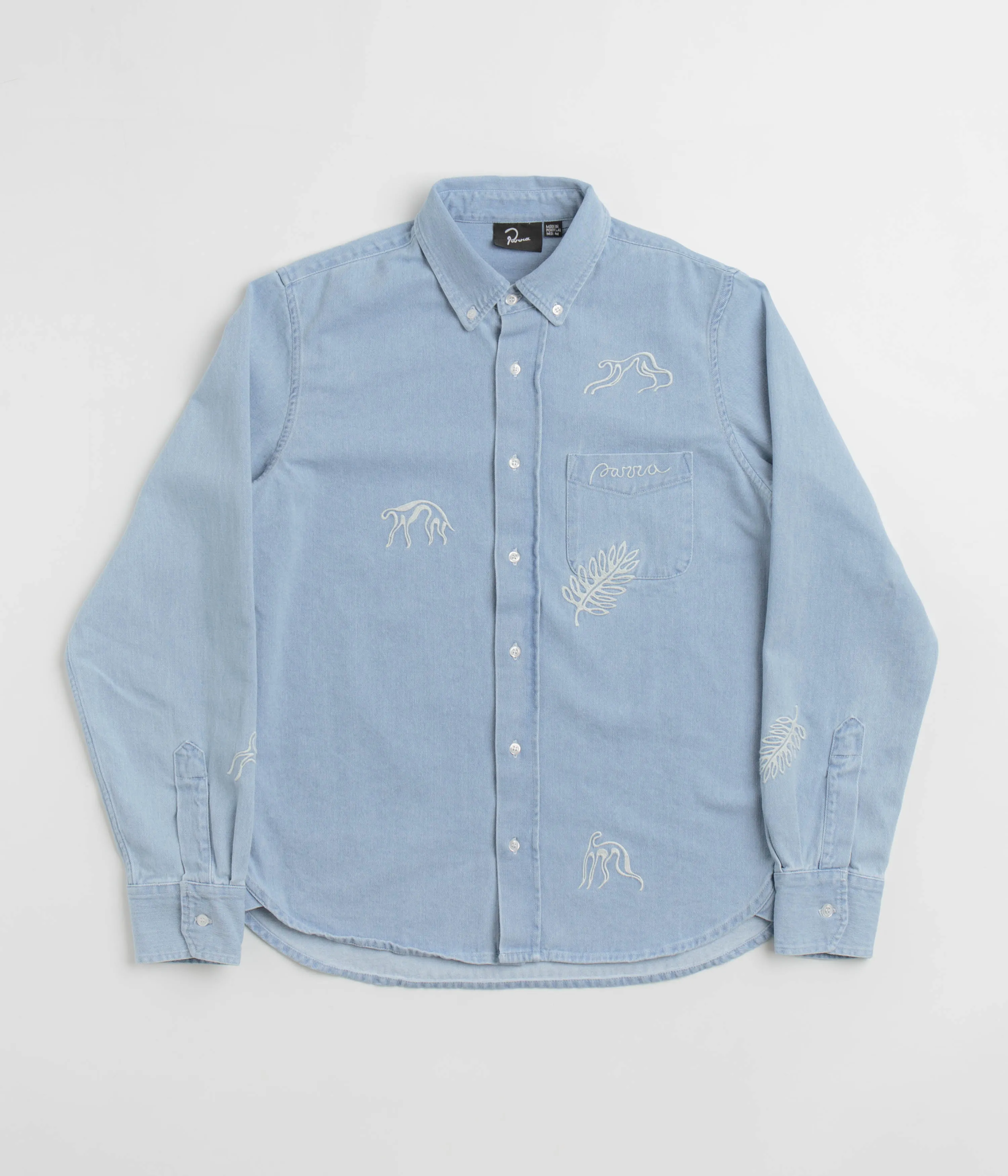 Compact Packing Subtle Print by Parra Ancient Aliens Shirt - Washed Blue