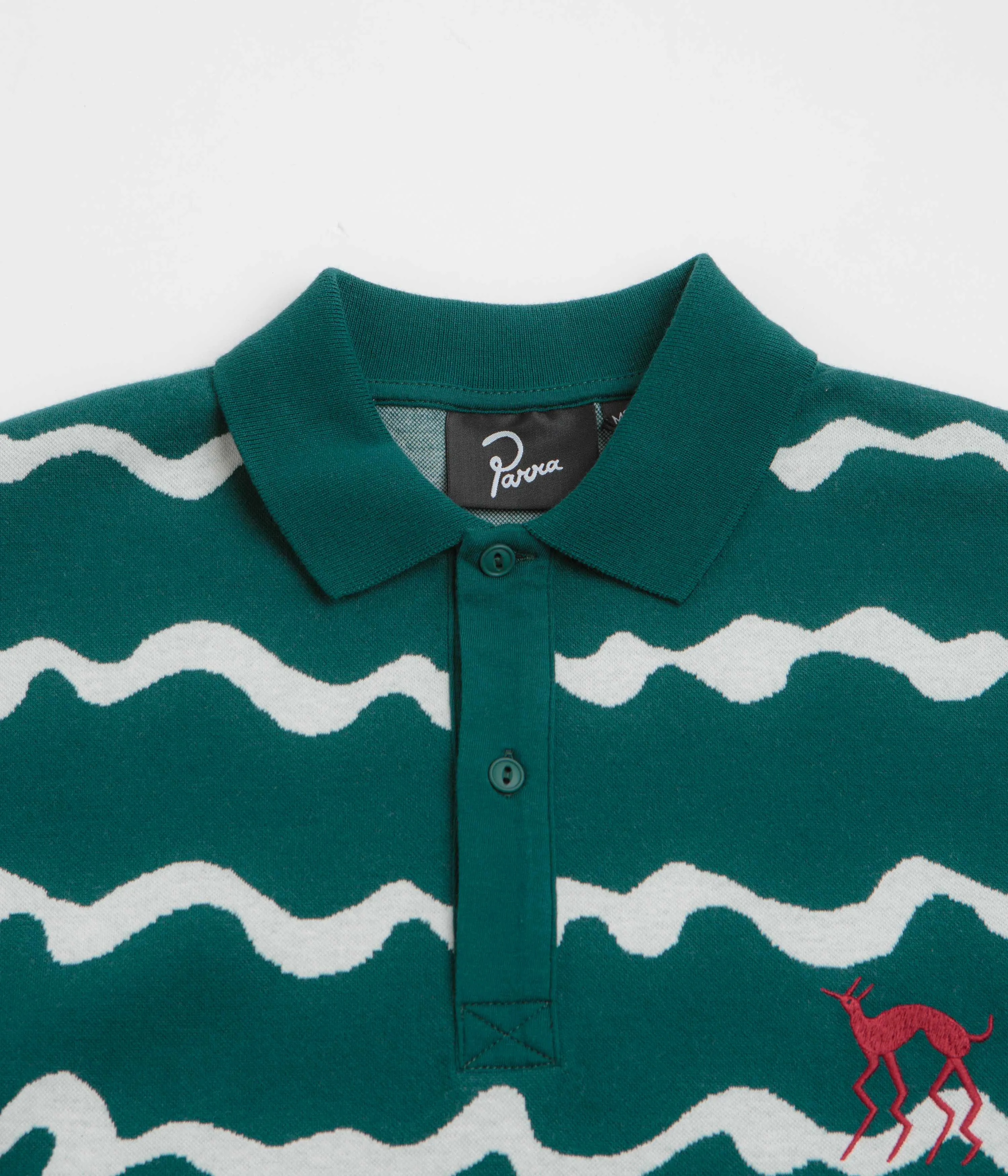Striped style by Parra Broken Waves Polo Shirt - Pine Green