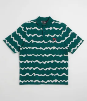 by Parra Broken Waves Polo Shirt - Pine Green UV Protection holiday season